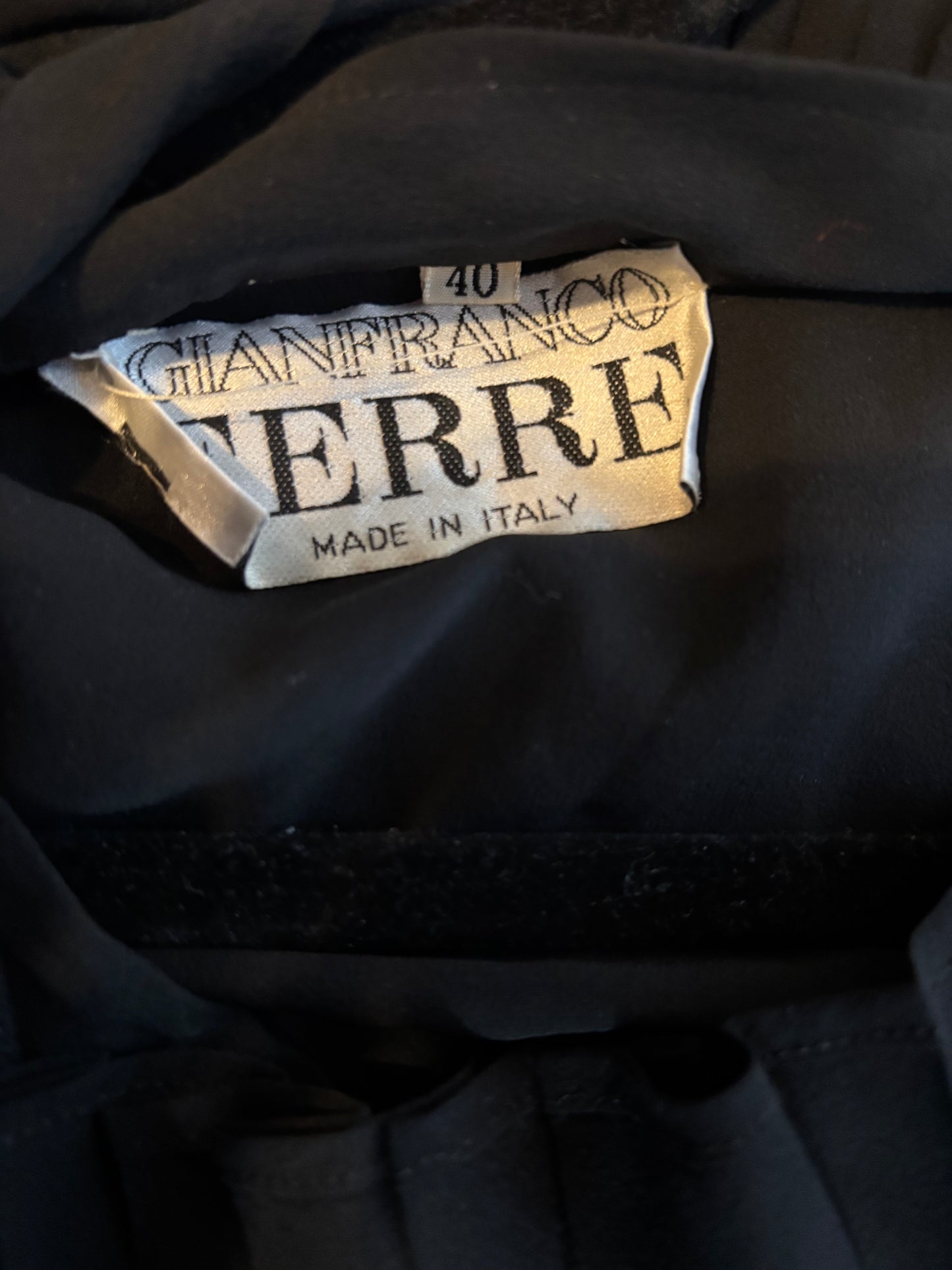 Gianfranco Ferre 1980s-1990s Black Silk Asymmetric Pleated Top