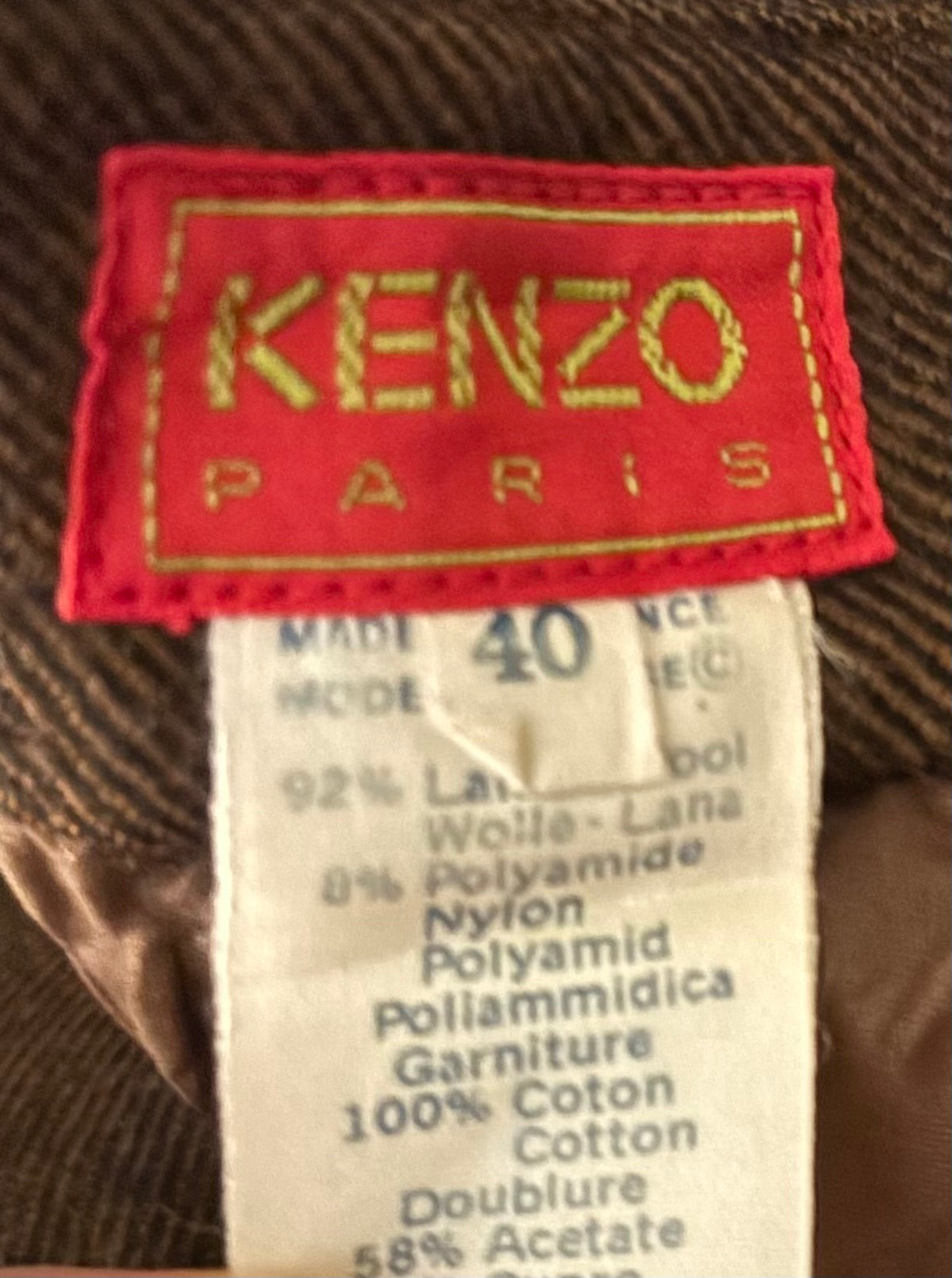 Kenzo 1980s Brown Wool Trousers