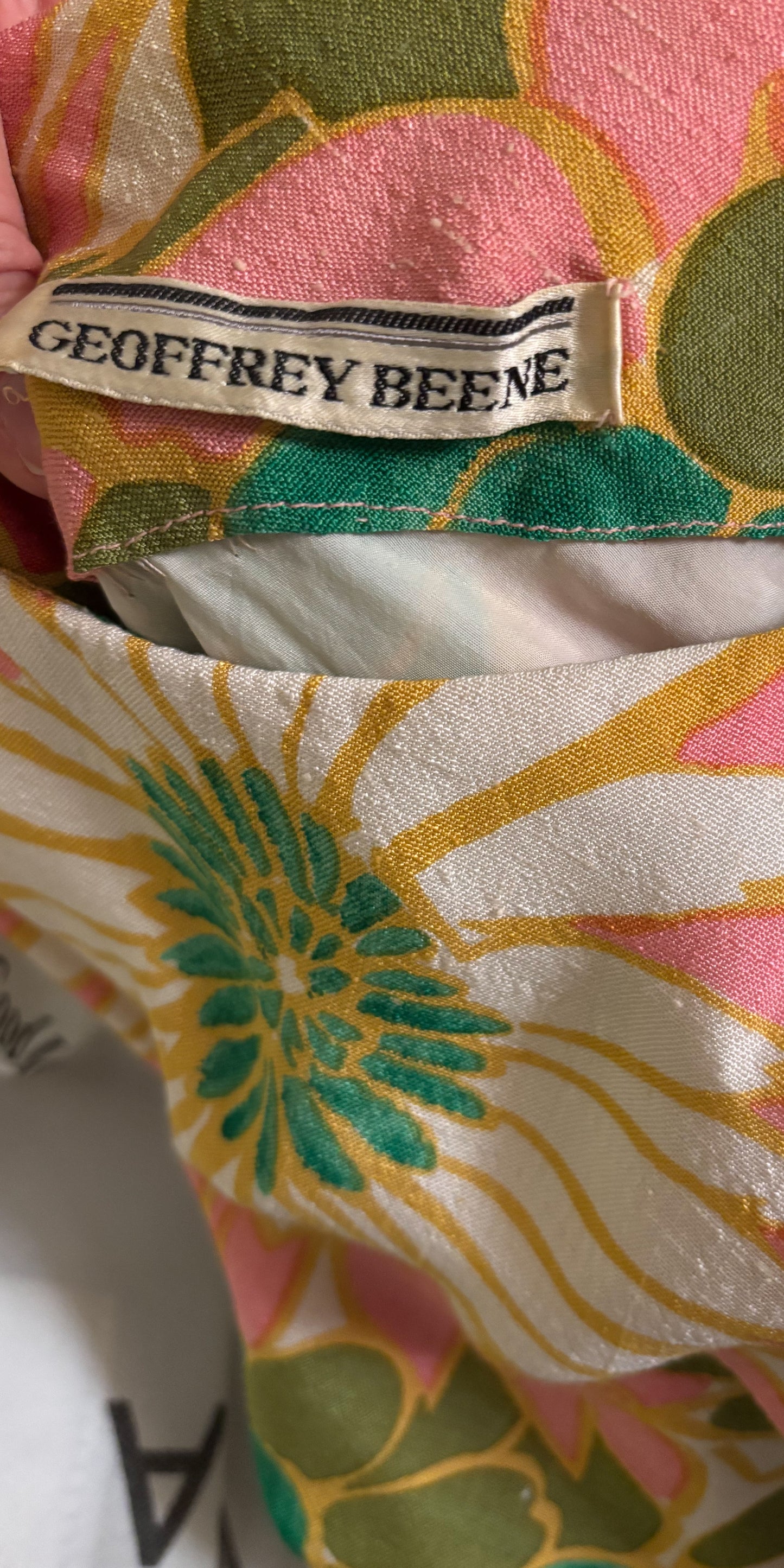 Geoffrey Beene 1970s Silk-Linen Bias Cut Floral Mini Dress