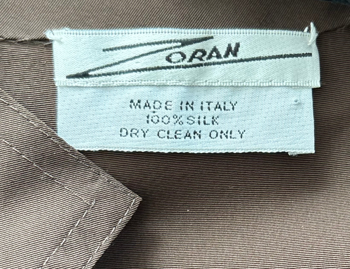 Zoran 1990s Chocolate Brown Silk Taffeta Jacket