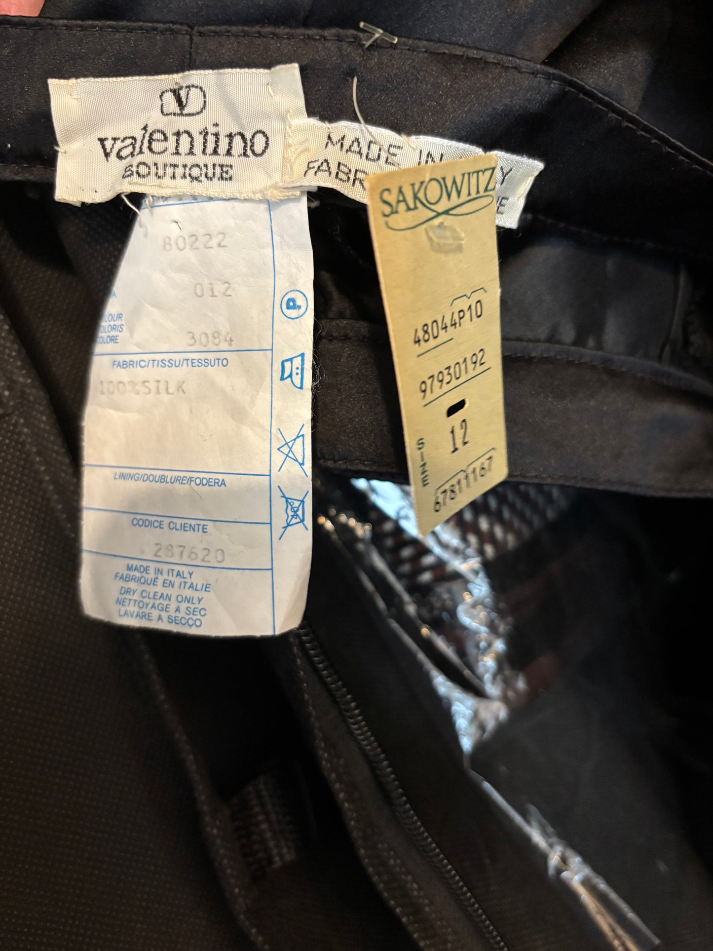 Valentino Boutique 1980s Deadstock Black Silk Satin Pants