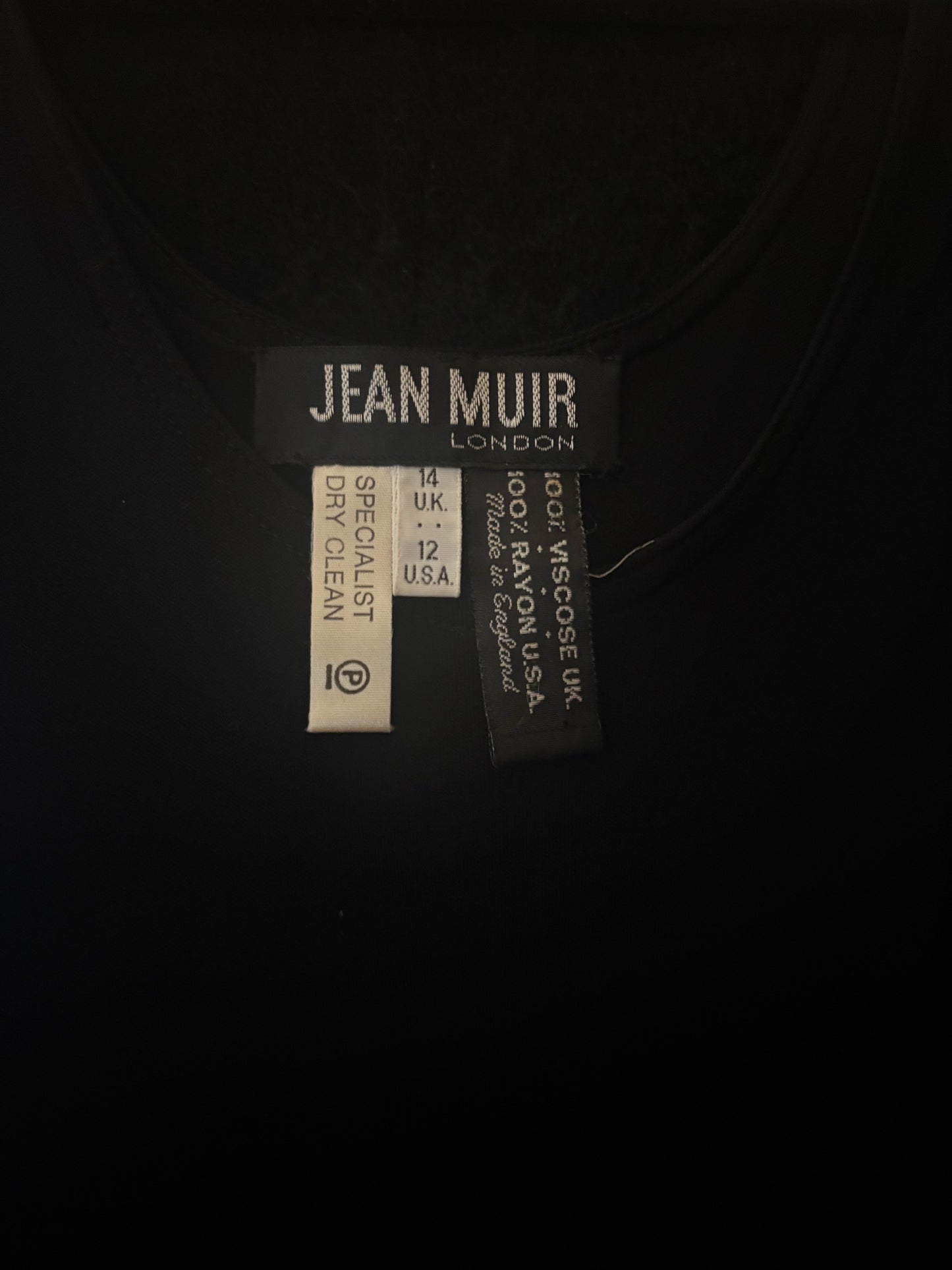 Jean Muir 1980s Black Rayon Floor Length Dress