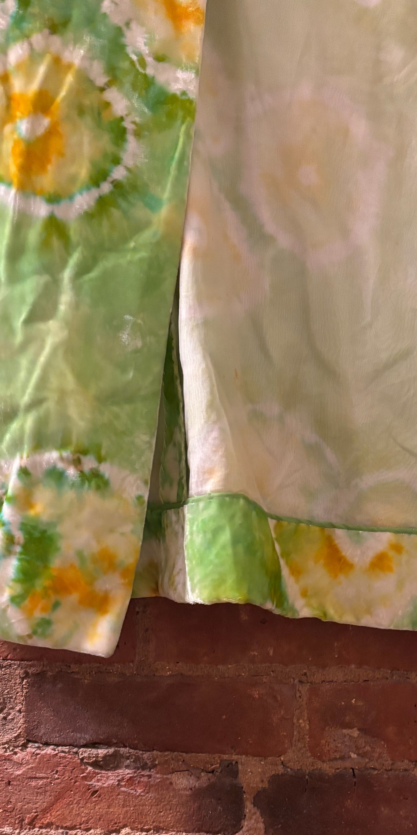 Halston Studio 1960s-1970s Chartreuse Tie-Dye Velvet Jacket