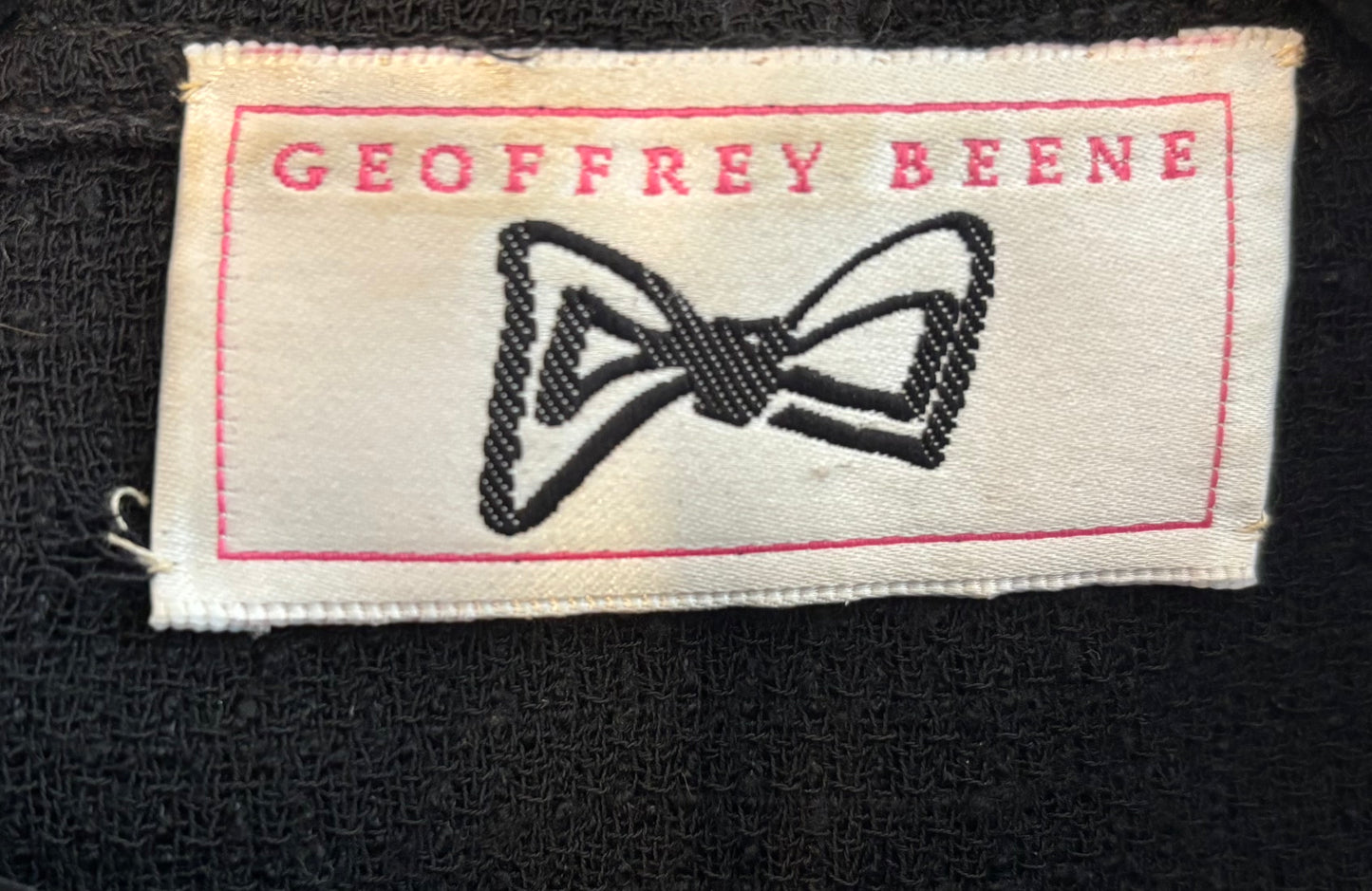 Geoffrey Beene 1990s Black Woven Jacket with Emerald Contrast Trim