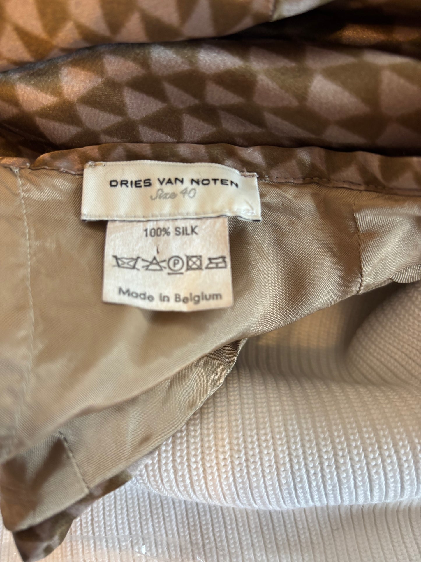 Dries van Noten 2000s Geometric Print Silk Skirt