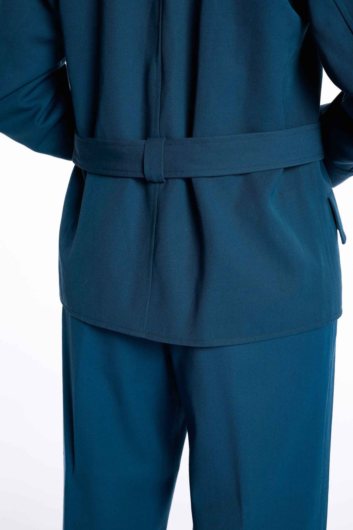 Yves Saint Laurent 1970s/1980s belted gabardine suit