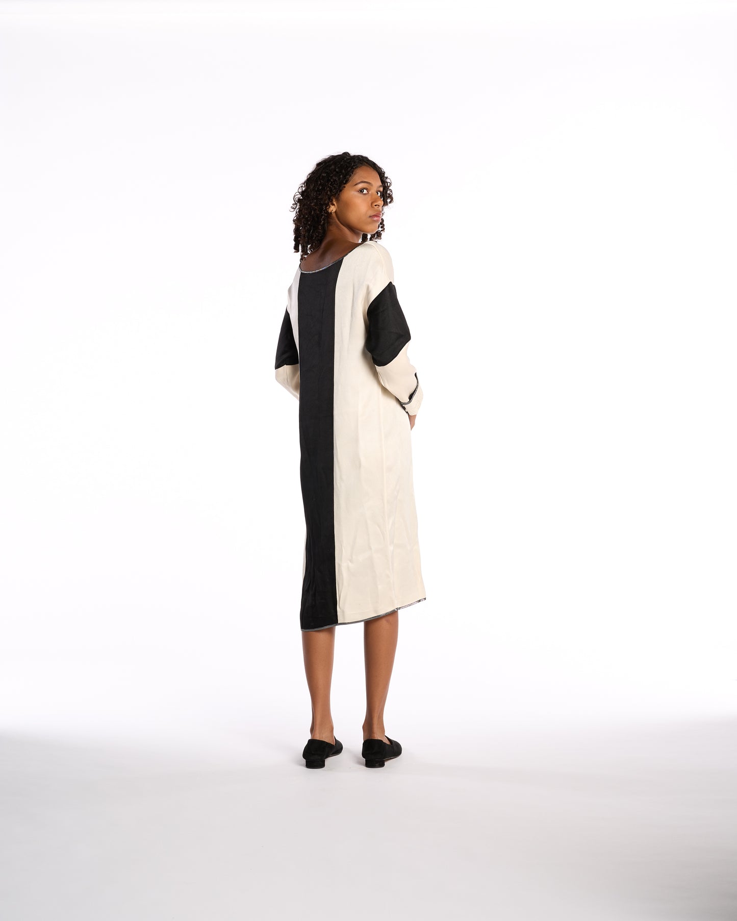 Geoffrey Beene 1970s-1980s Silk Paneled Contrast Caftan