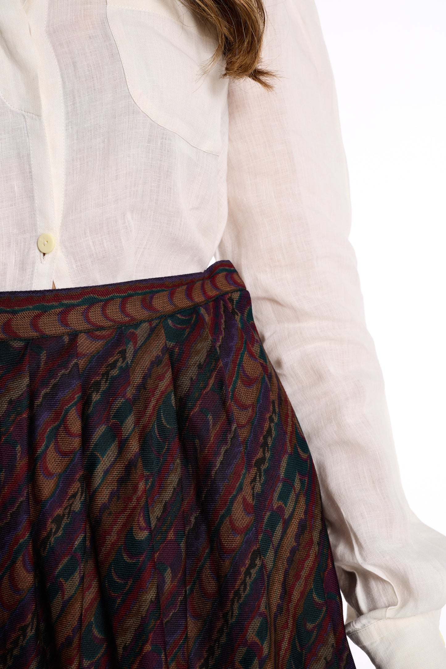 Emanuel Ungaro 1980s Jewel Tone Silk Wool Skirt