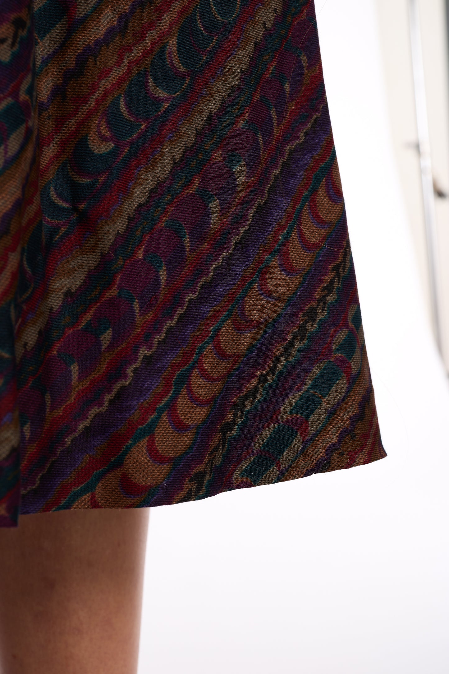 Emanuel Ungaro 1980s Jewel Tone Silk Wool Skirt