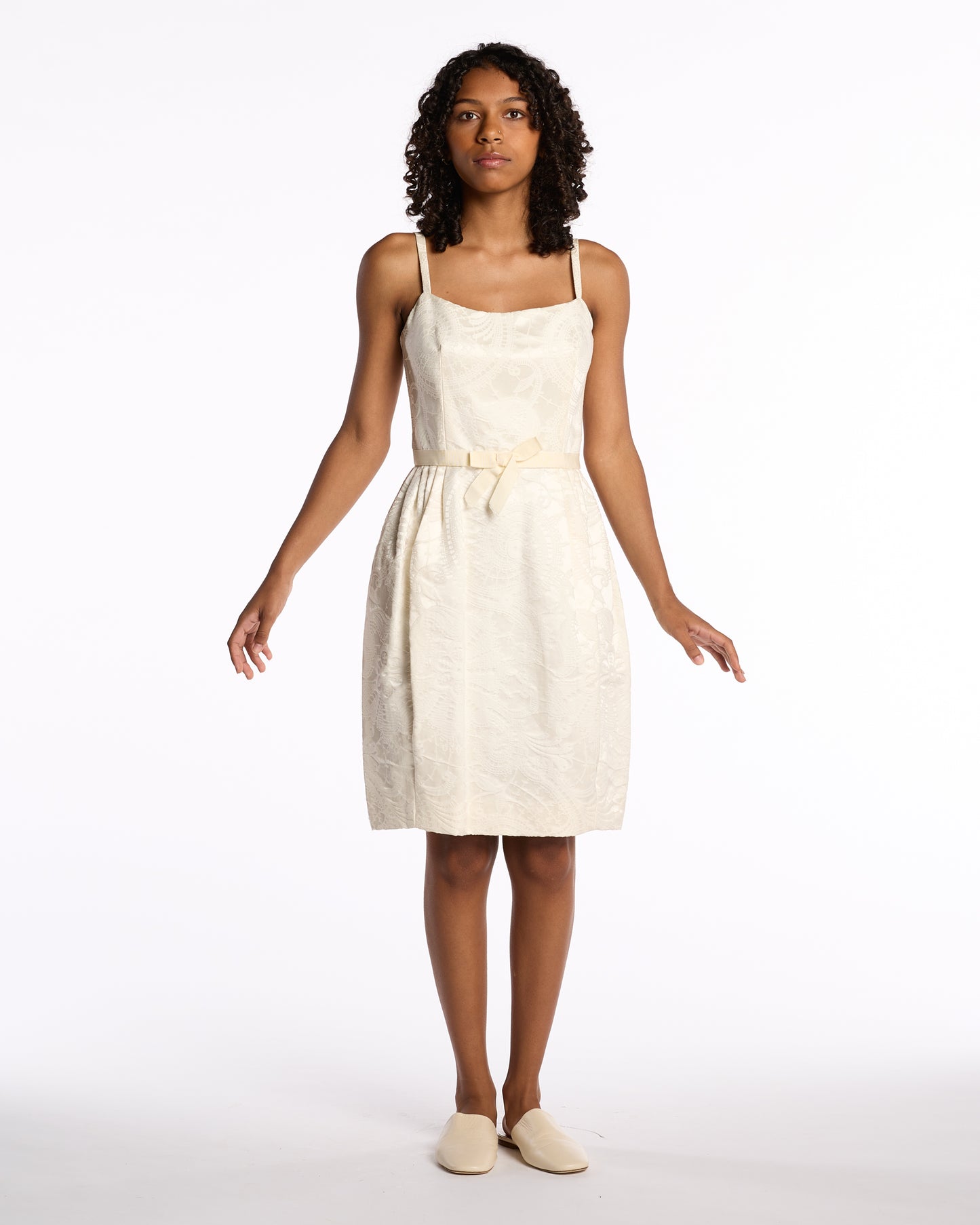 Bill Blass 2000s Cream Jacquard Mini Dress (deadstock)