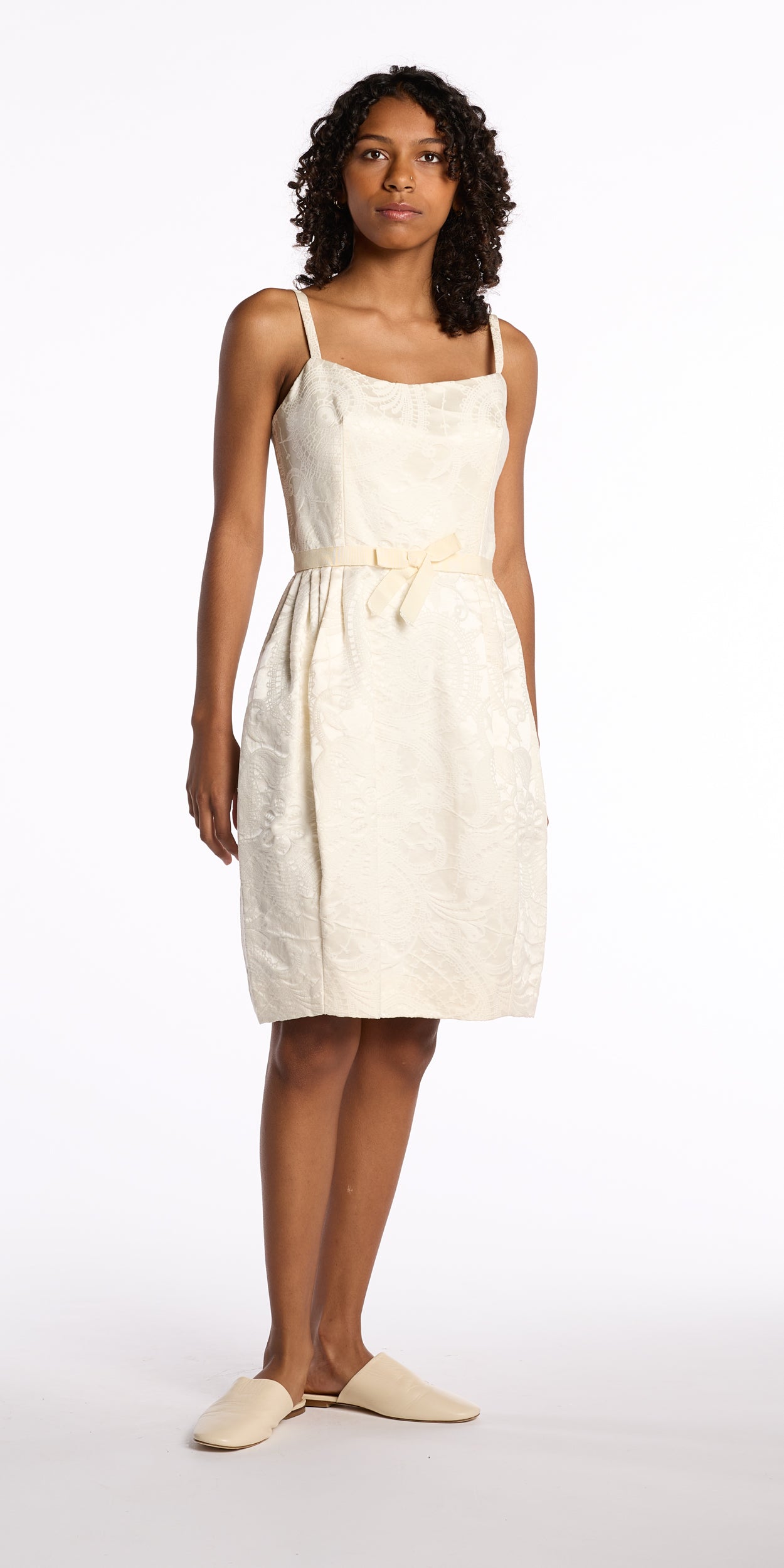Bill Blass 2000s Cream Jacquard Mini Dress (deadstock)