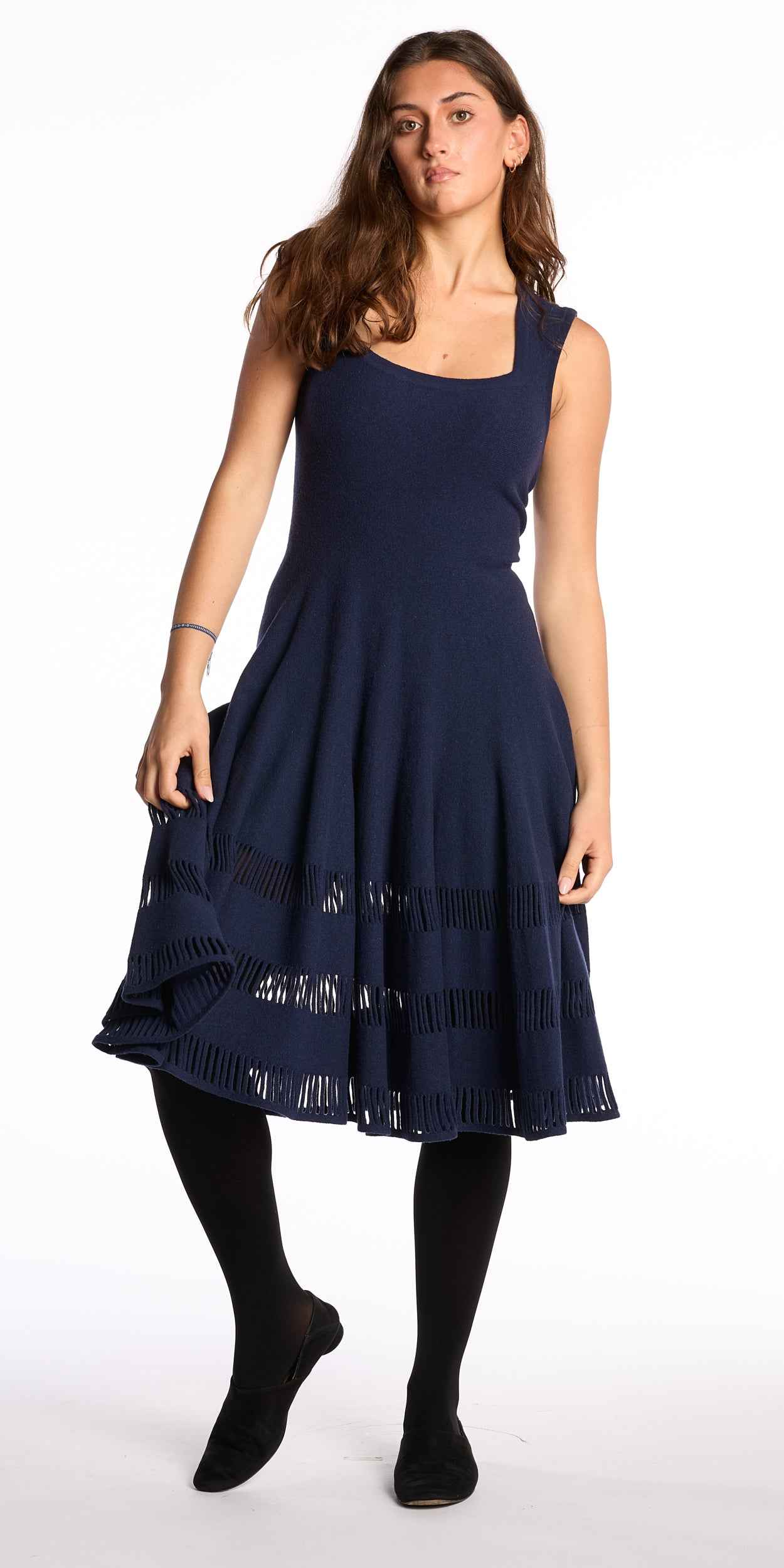Alaïa 2000s Navy Wool Blend Knit Dress