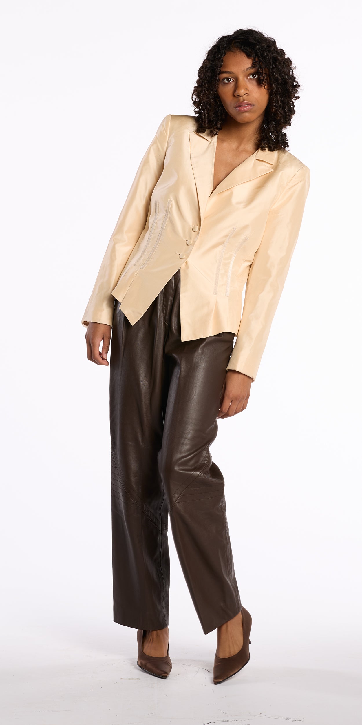 Escada 1980s Chocolate Leather Motorcycle Pants