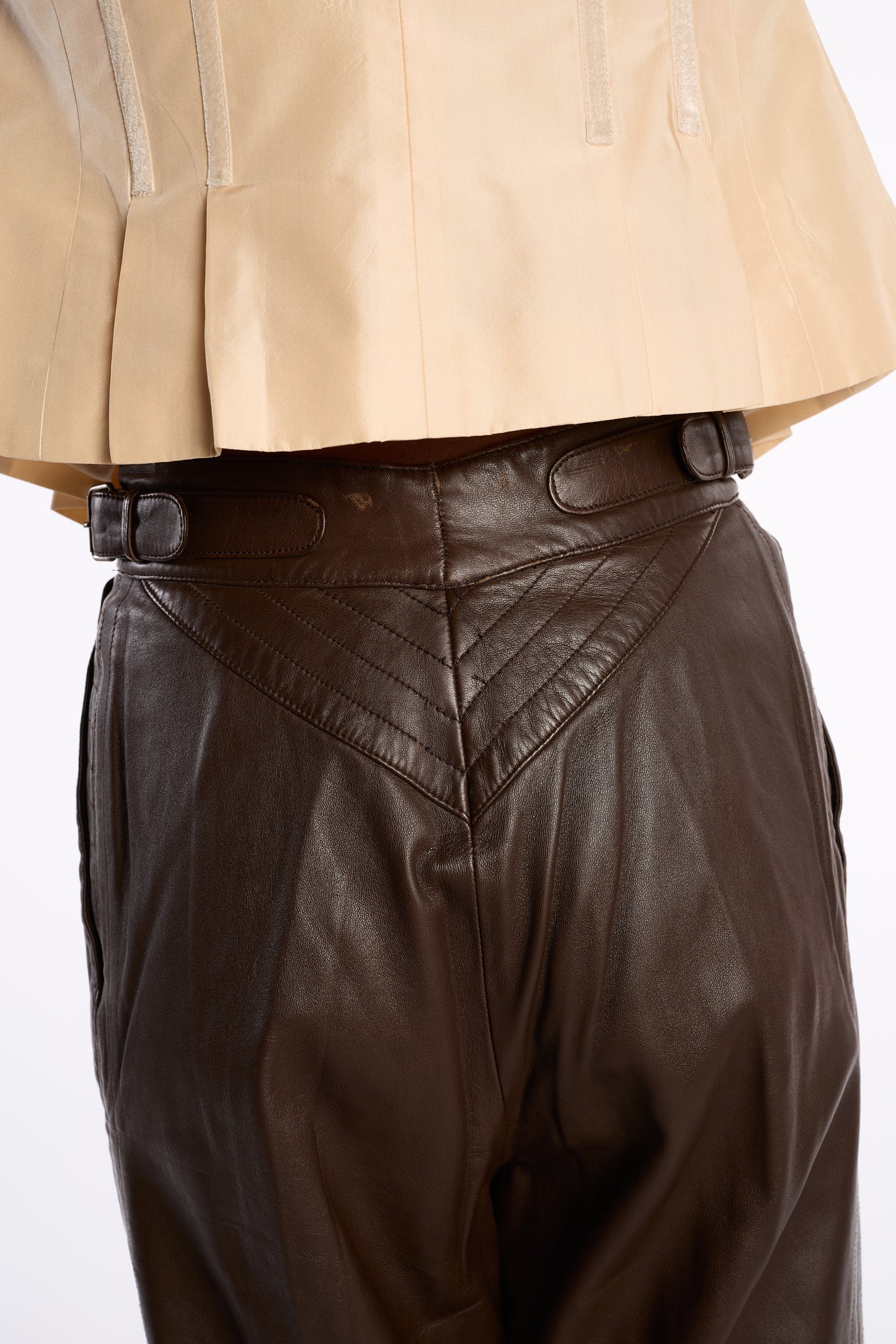 Escada 1980s Chocolate Leather Motorcycle Pants