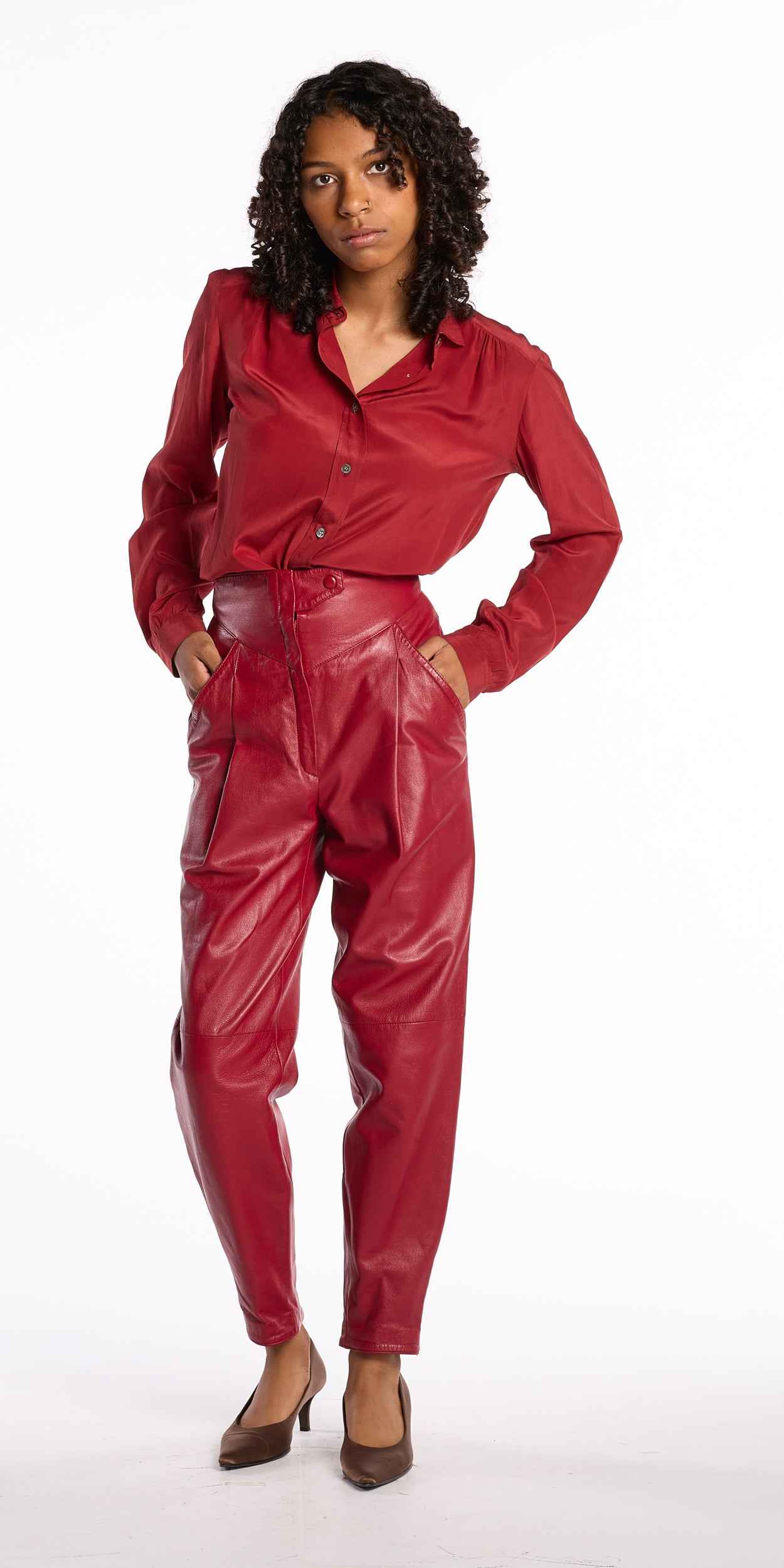 Galleria 1980s Cherry Silk Blouse