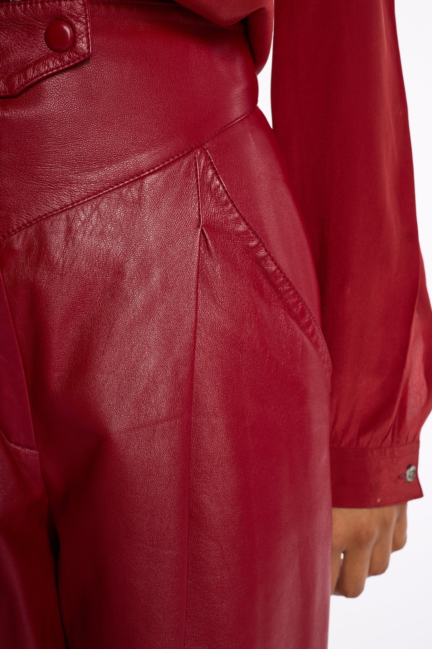 Karl Lagerfeld 1980s Raspberry Lamb Leather Trousers