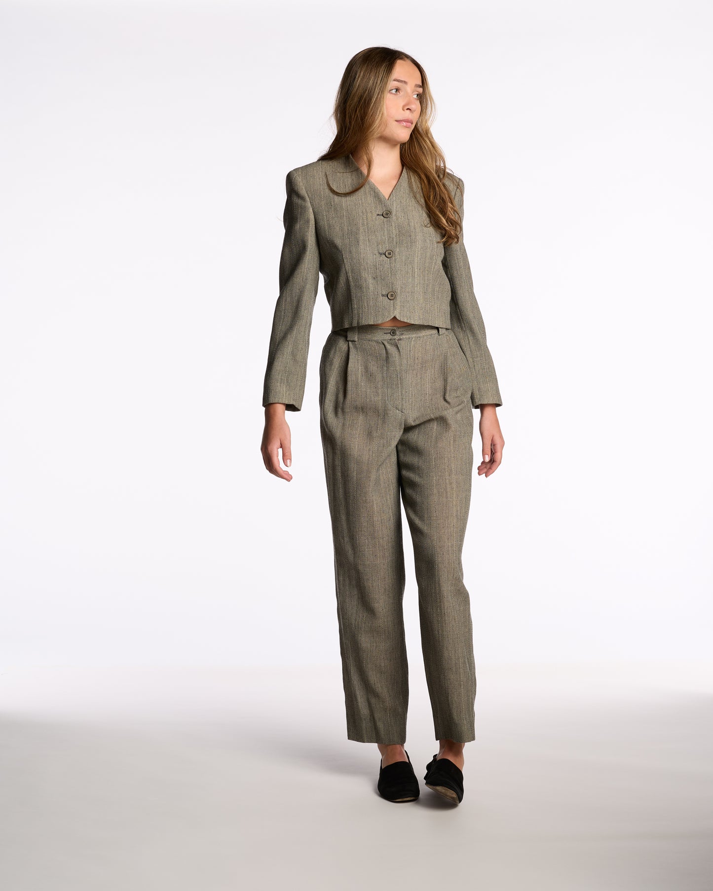 Giorgio Armani 1990s Gray Wool Cropped Suit