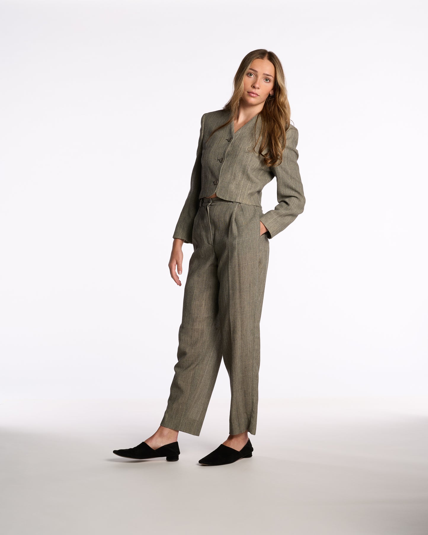 Giorgio Armani 1990s Gray Wool Cropped Suit