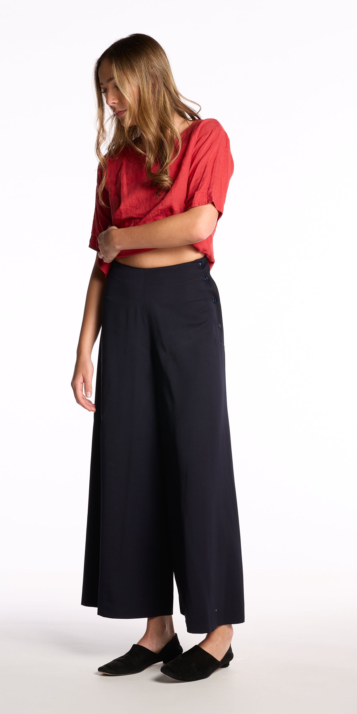 Yves Saint Laurent 1980s Tomato Red Linen Shirt