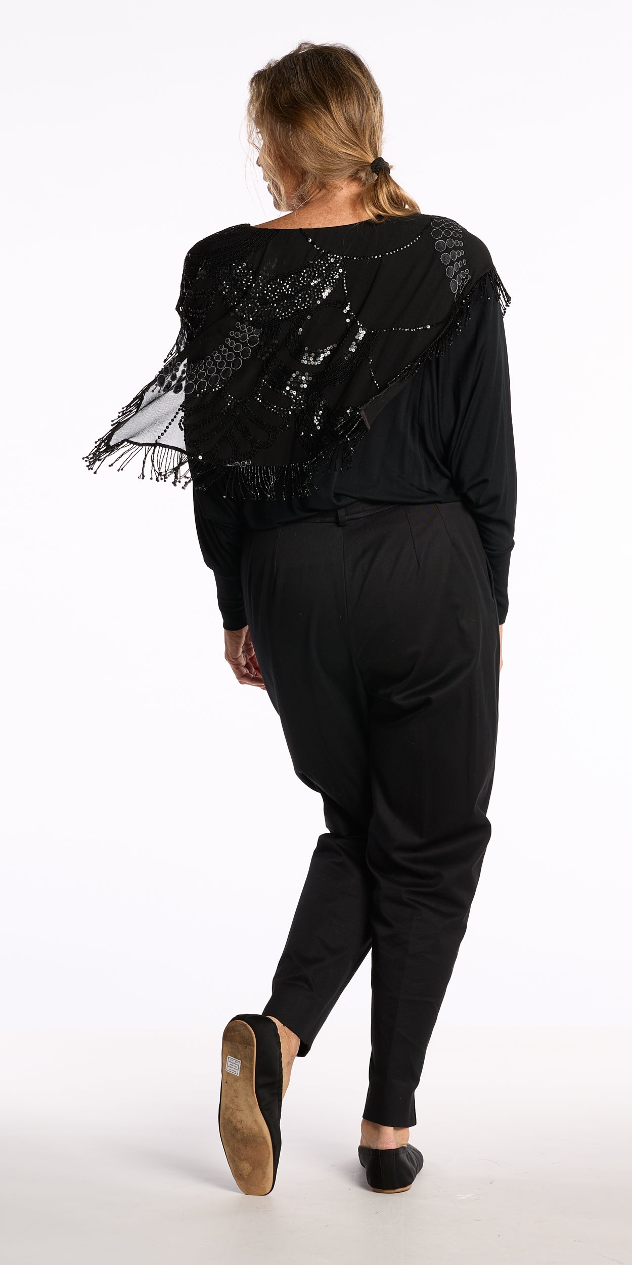 Holly Harp 1980s Beaded Rayon Dolman-Sleeve Top