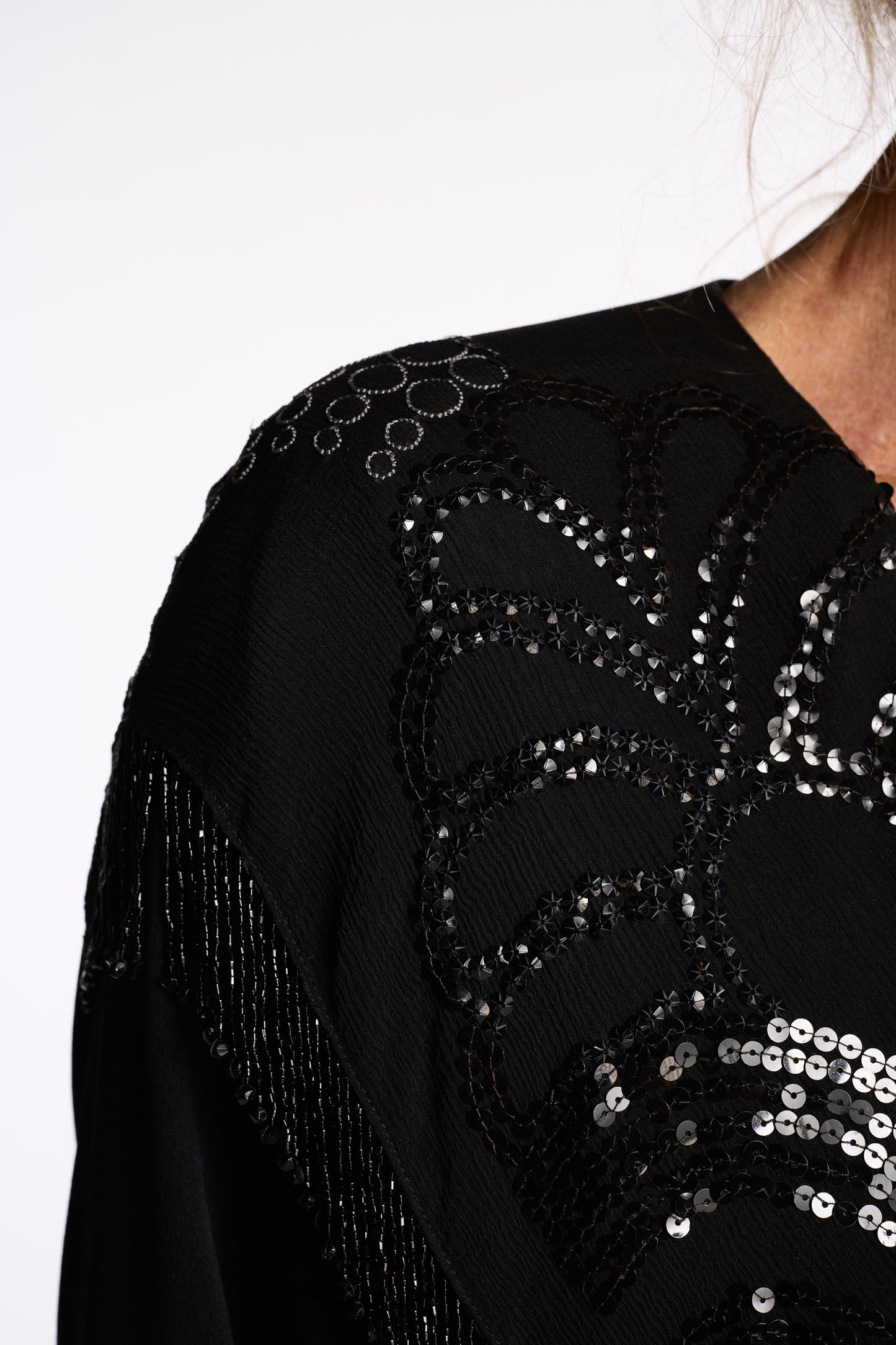 Holly Harp 1980s Beaded Rayon Dolman-Sleeve Top