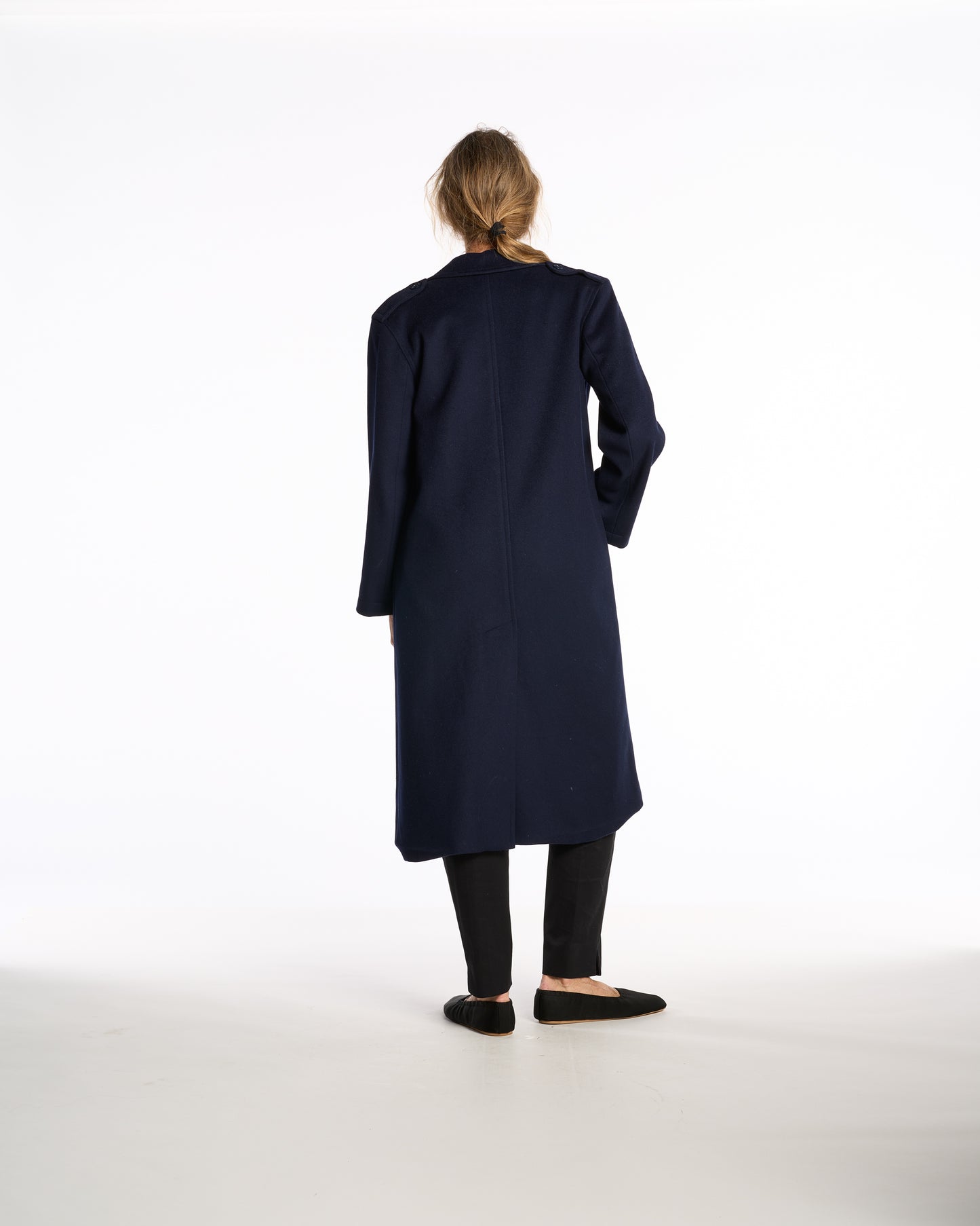 Yves Saint Laurent 1980s Navy Wool Swing coat