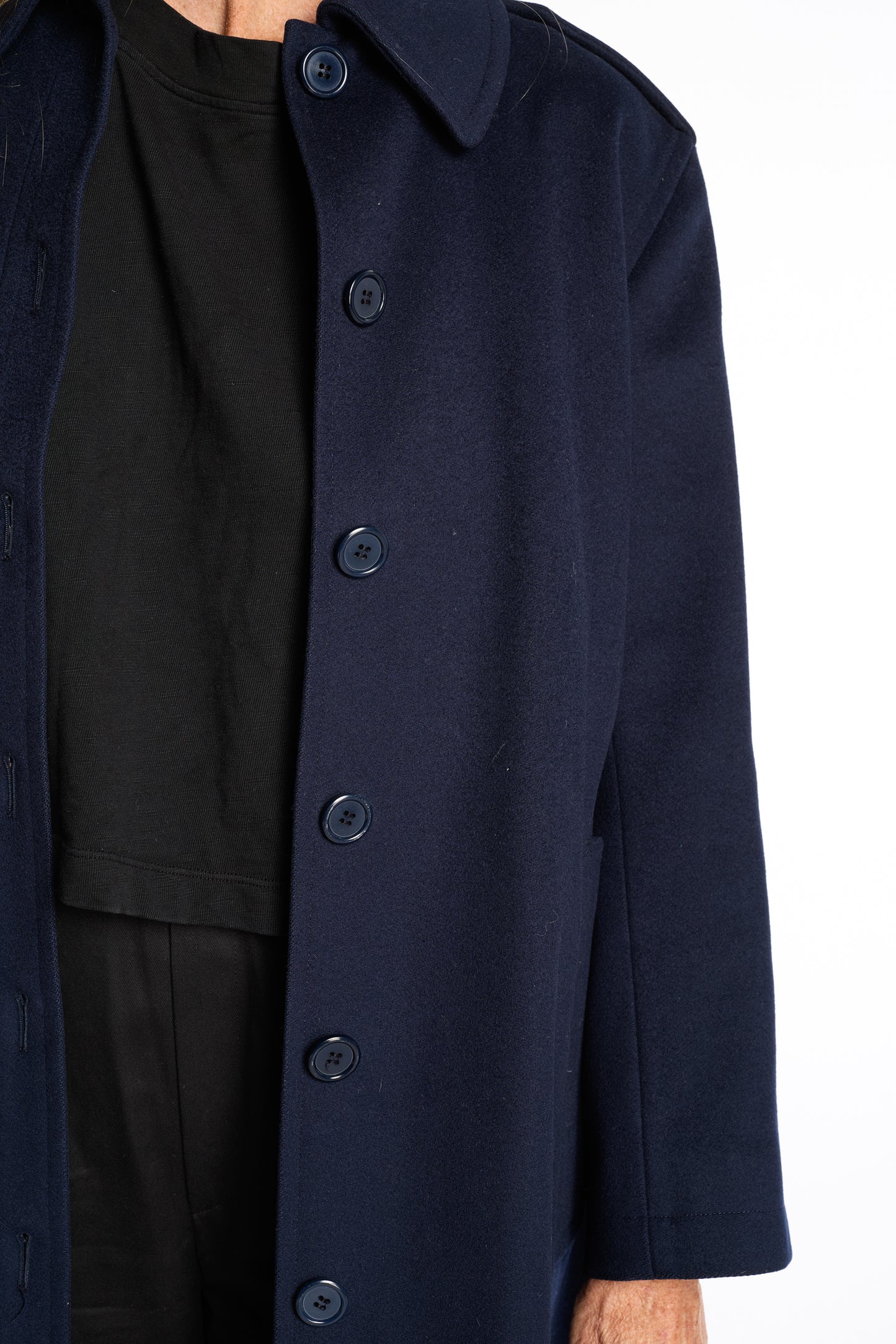 Yves Saint Laurent 1980s Navy Wool Swing coat