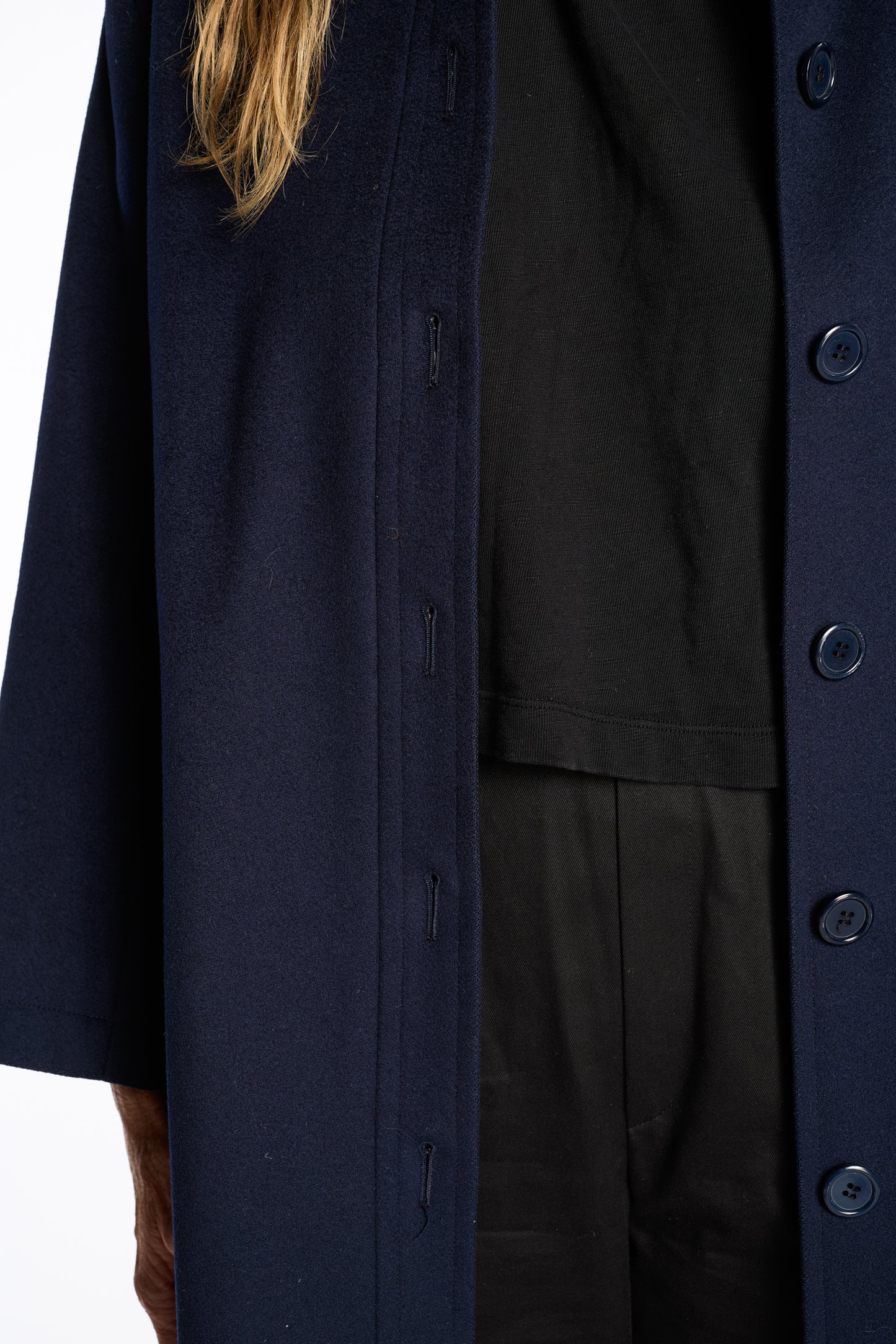 Yves Saint Laurent 1980s Navy Wool Swing coat