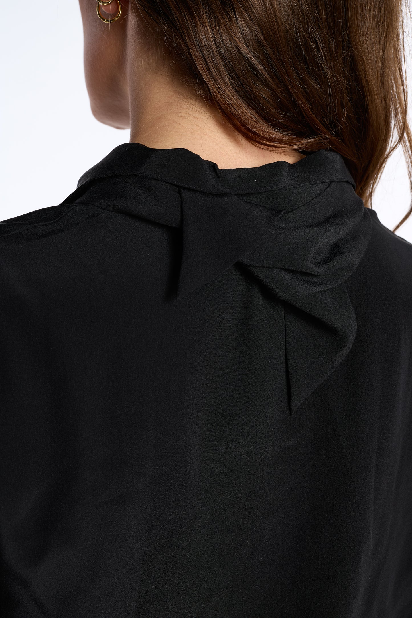 Yves Saint Laurent 1980s Black Silk Poet's Blouse