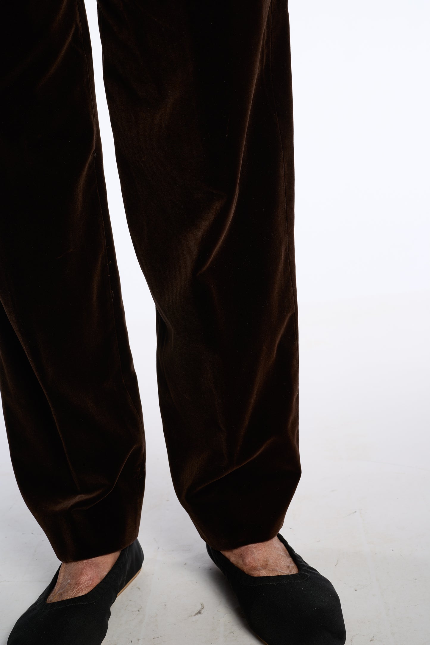 Yves Saint Laurent 1990s Chocolate Velvet Deadstock Pants with Sash Belt