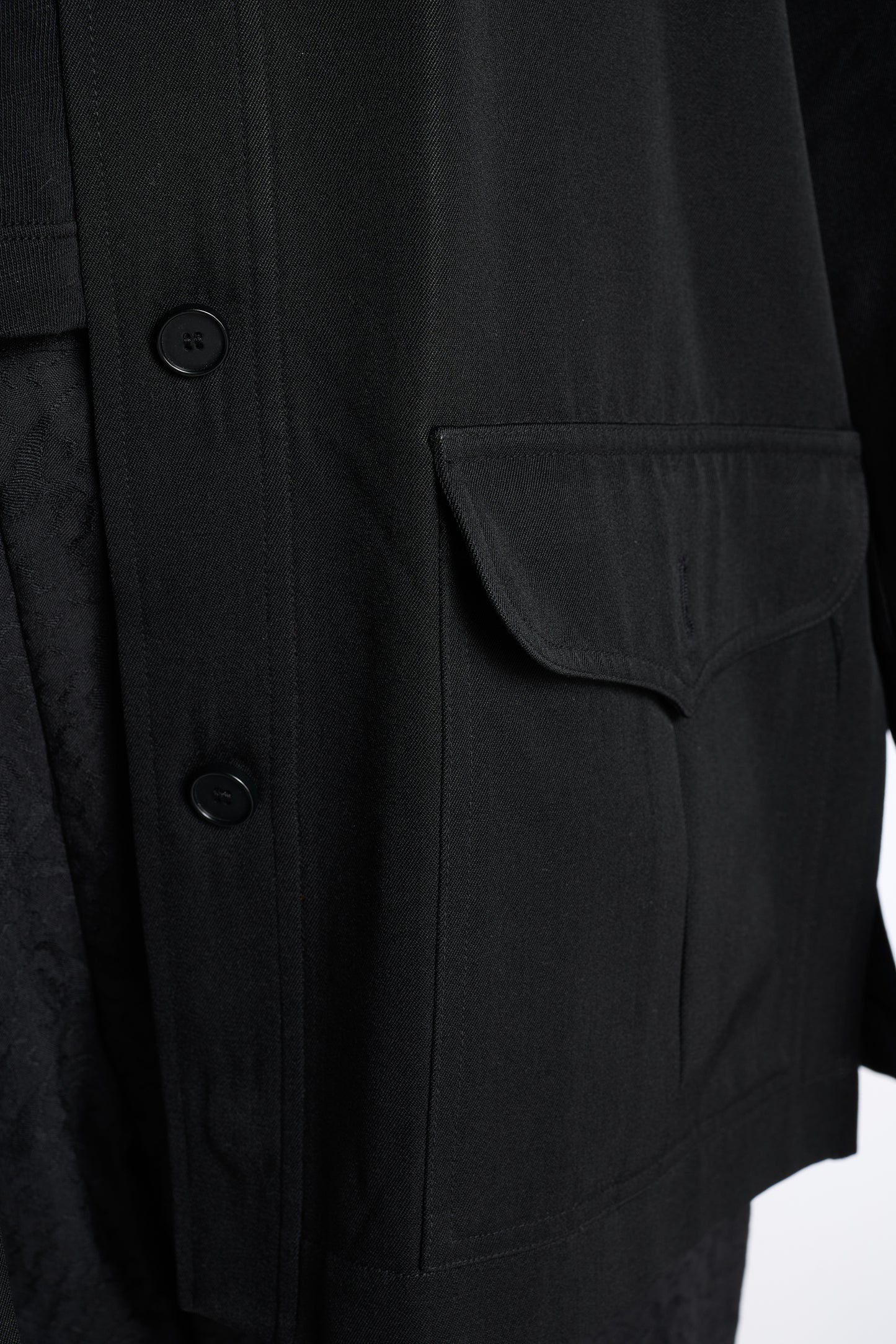 Valentino Boutique 1970s-1980s Black Gabardine Chore Jacket