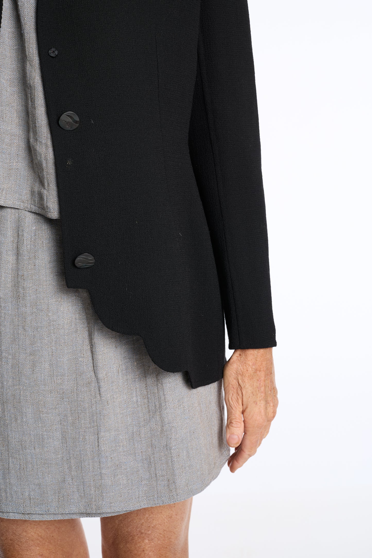 Bill Blass 1980s Scalloped Rayon Blazer