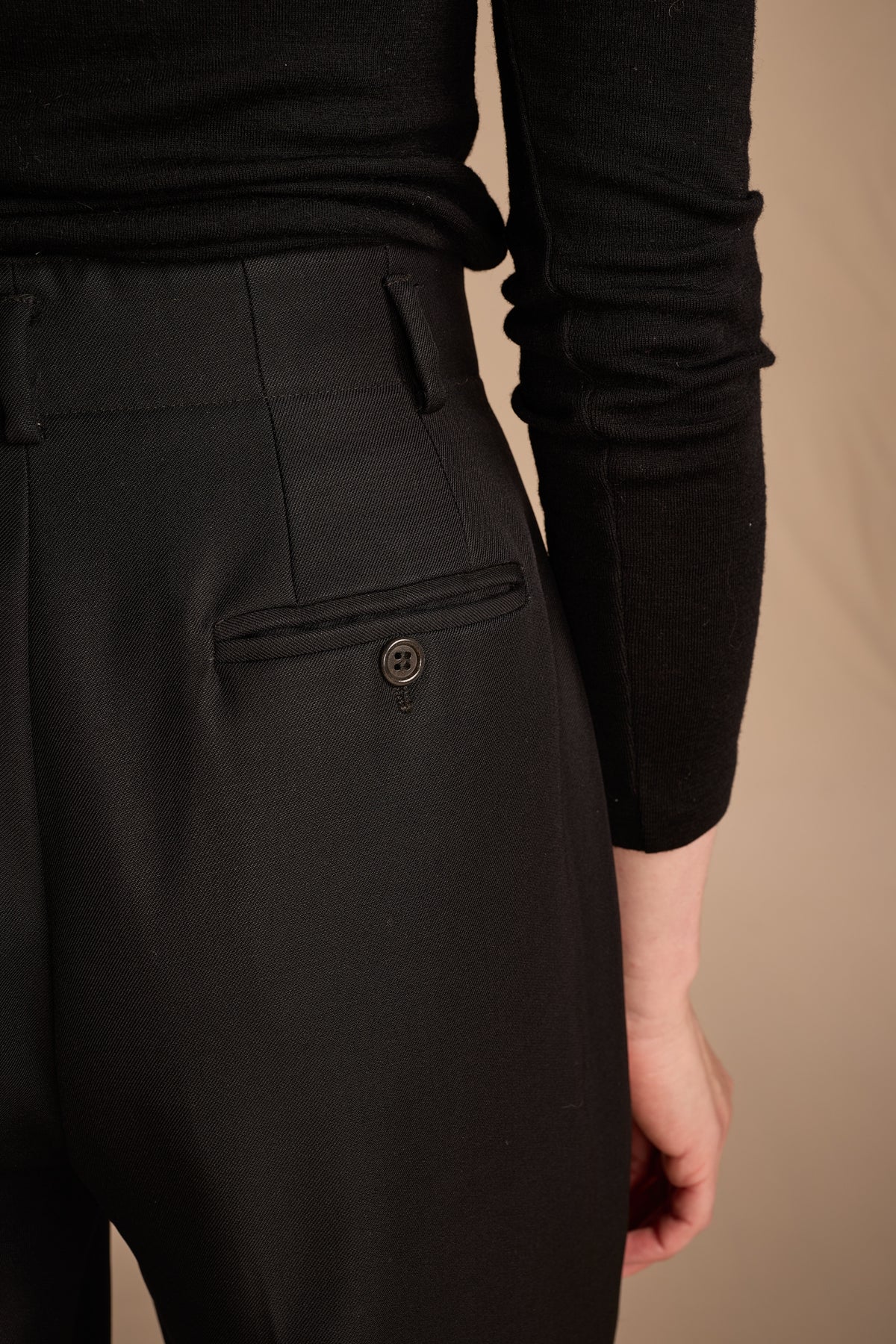 Giorgio Armani 1980s Black Gabardine Wool Trousers