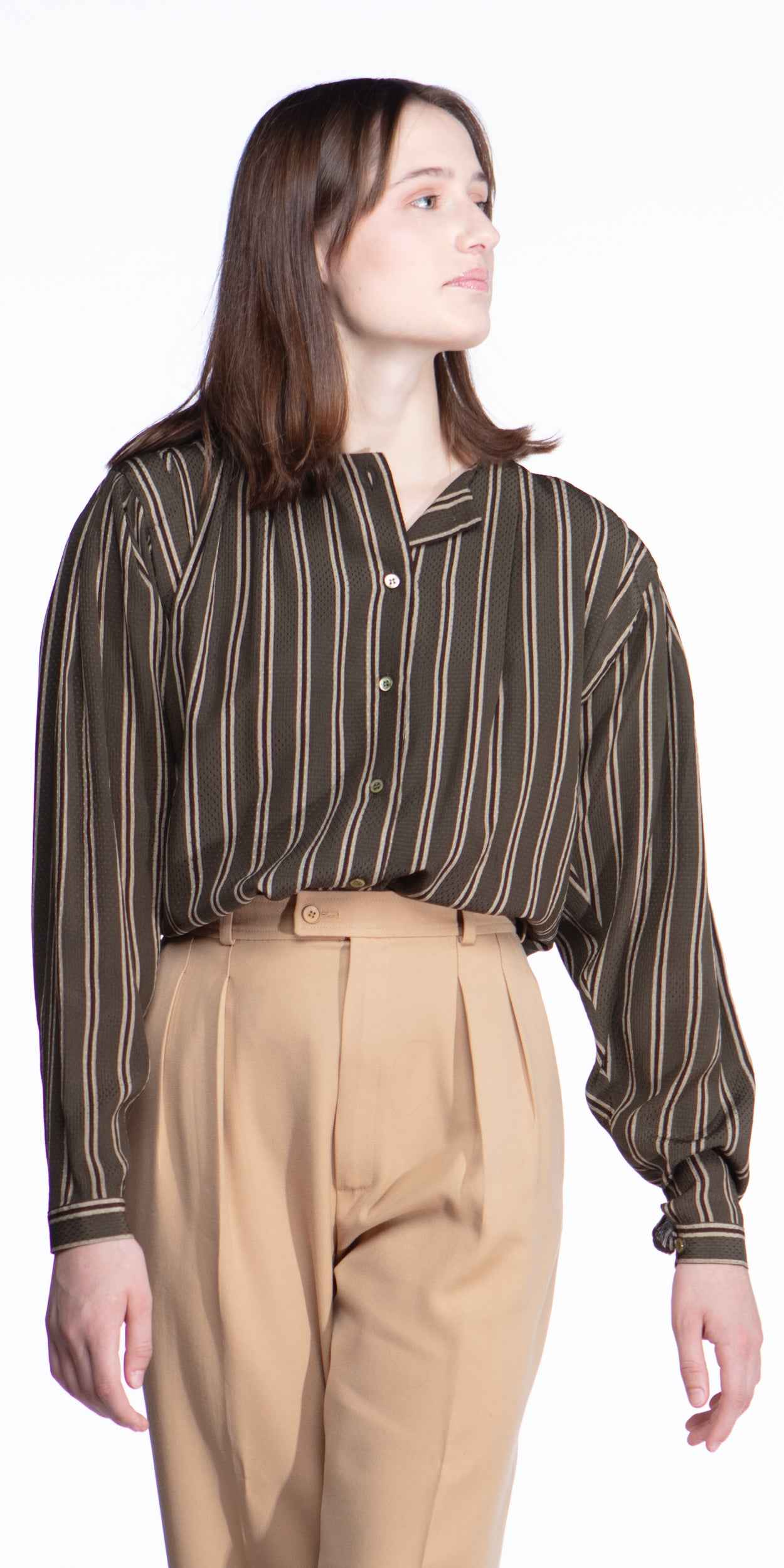 Giorgio Armani textured silk stripe blouse