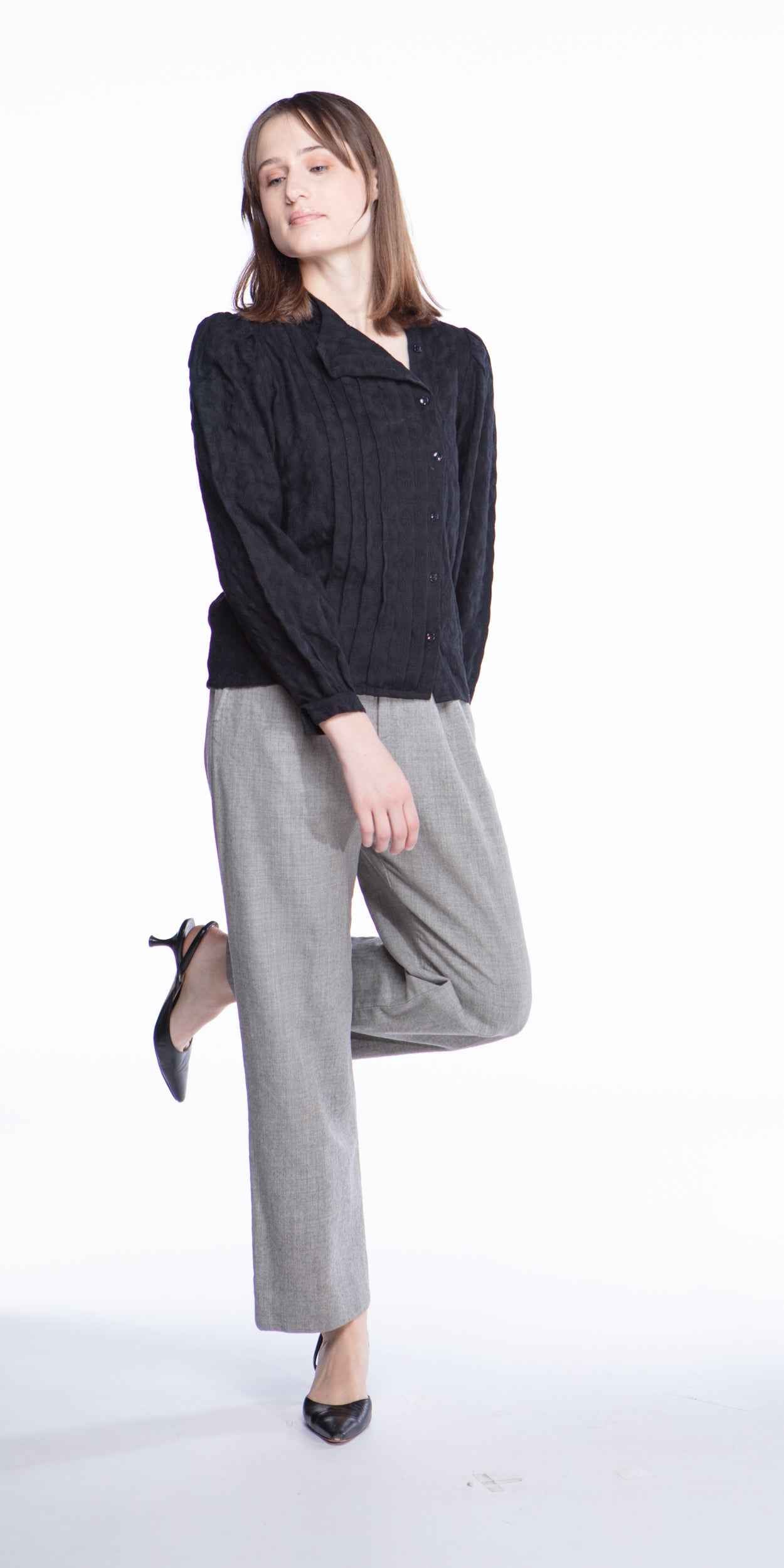 Oscar de la Renta textured wool blouse