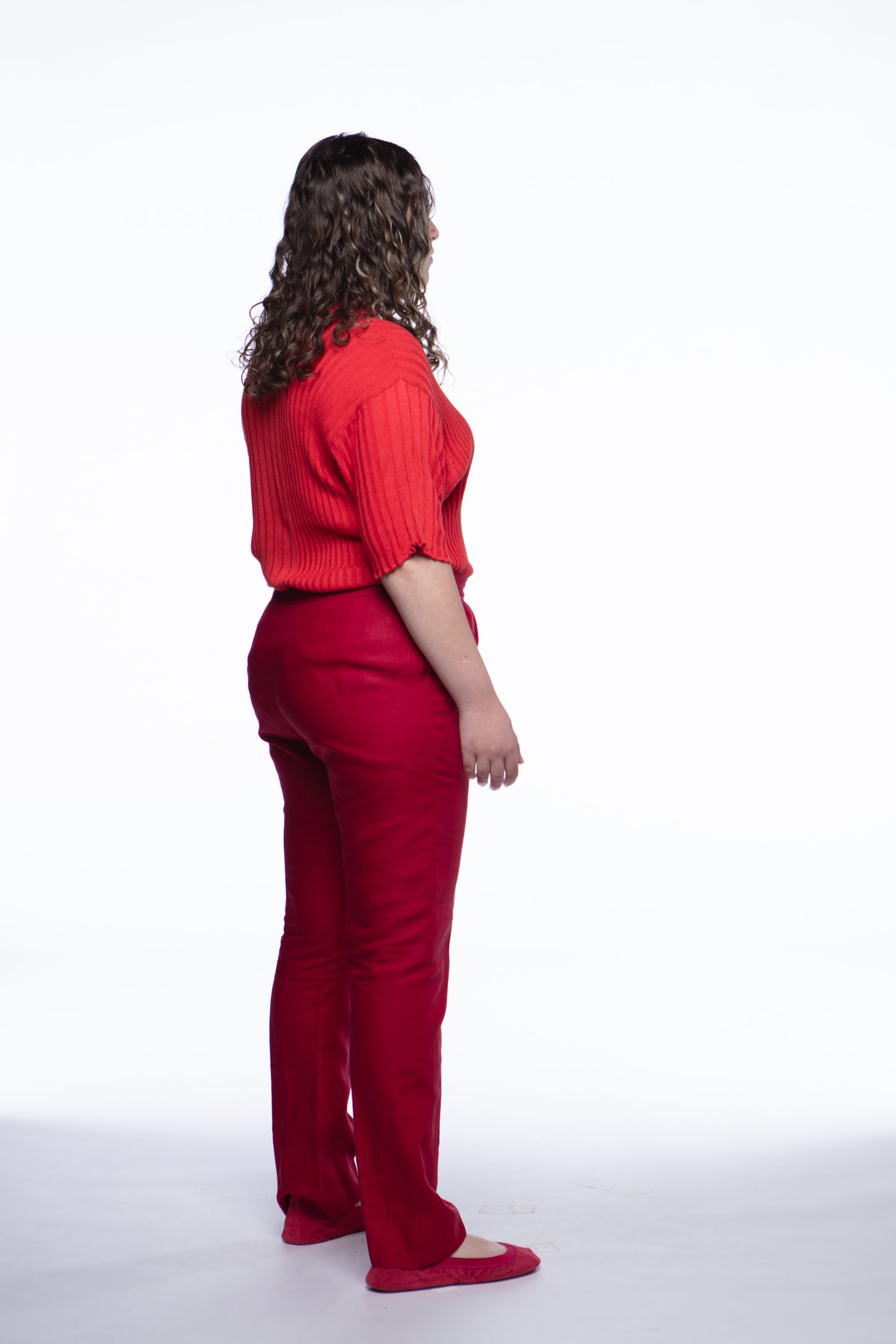 Yves Saint Laurent cherry linen pants