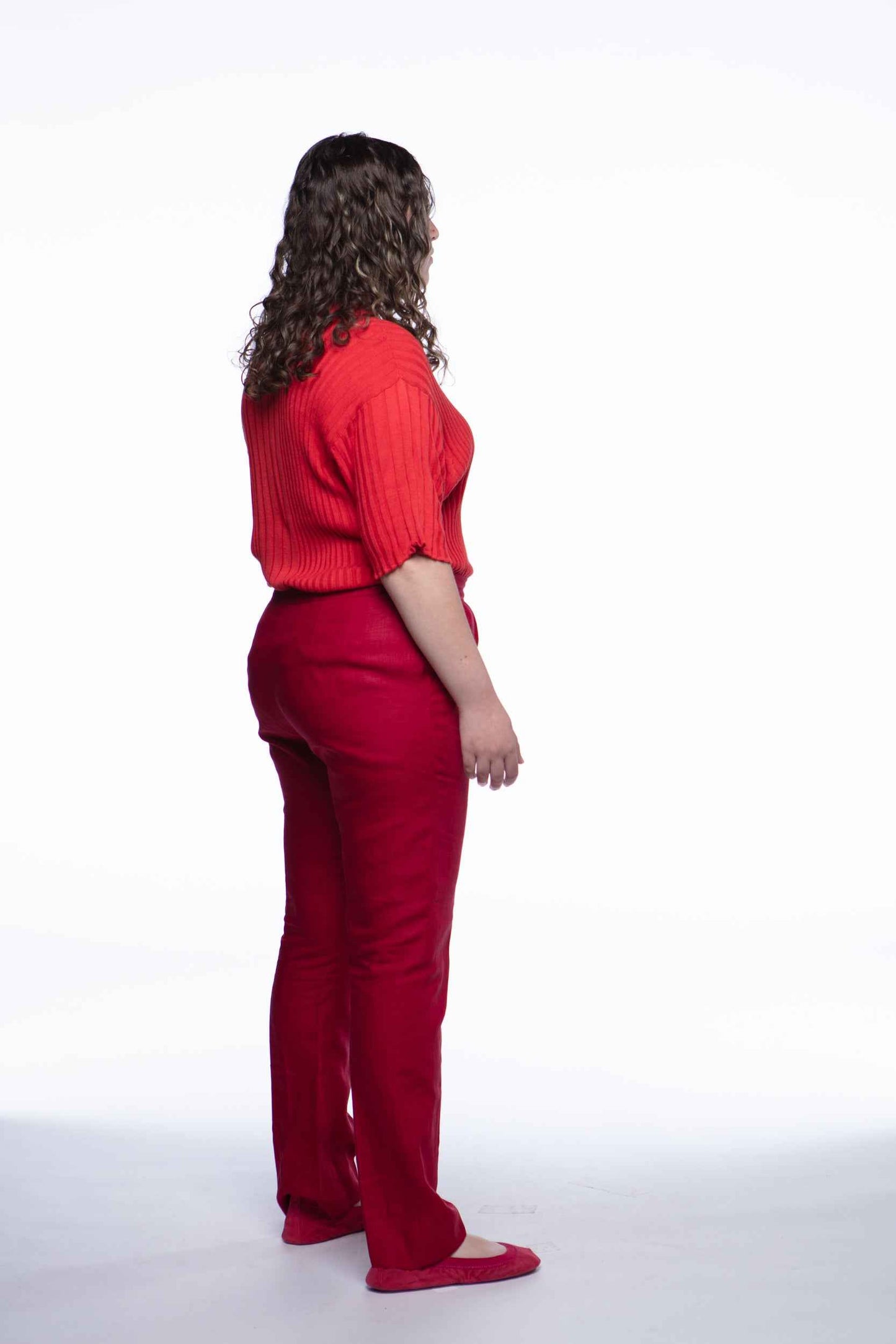 Yves Saint Laurent cherry linen pants