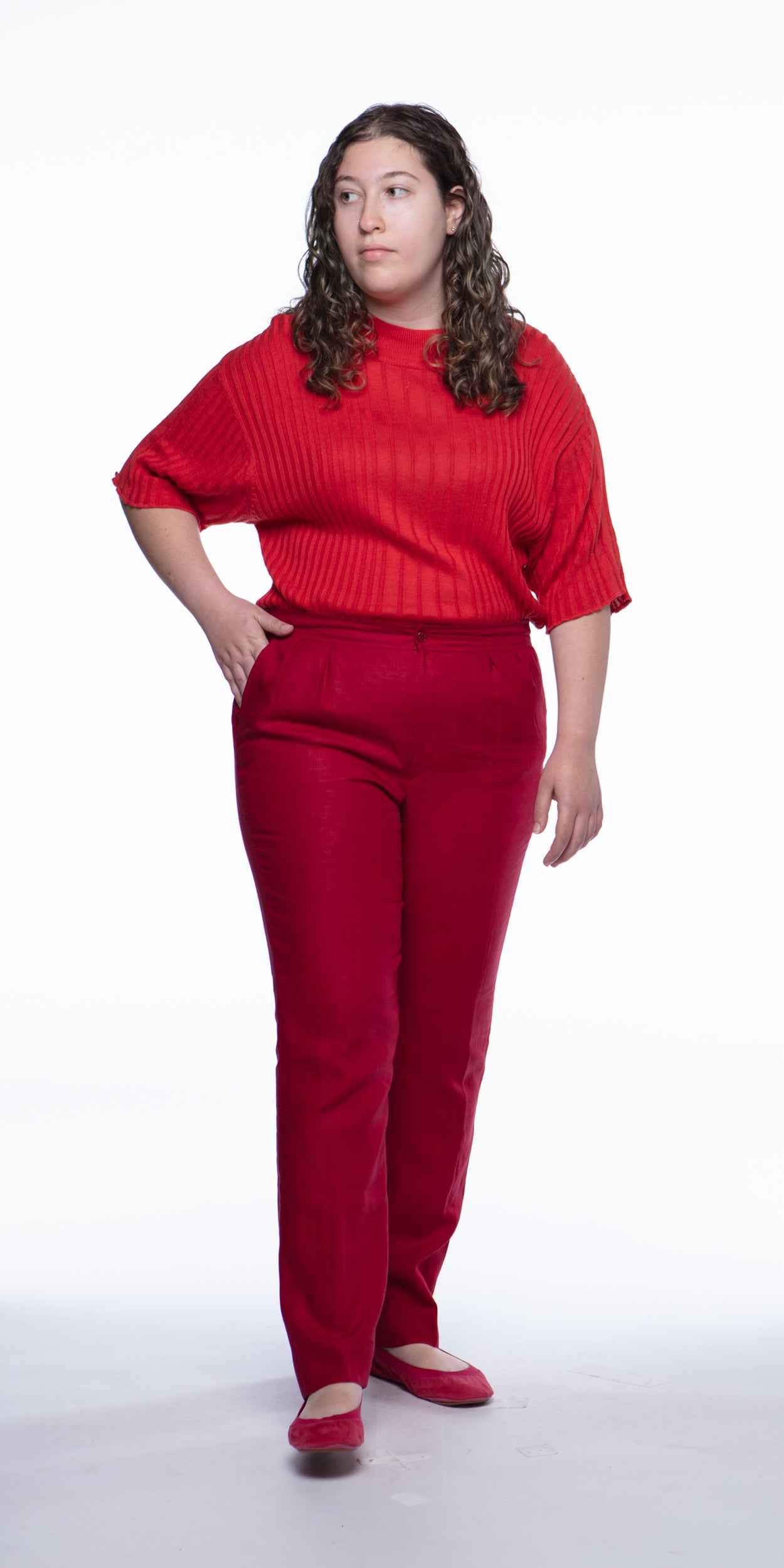 Yves Saint Laurent cherry linen pants