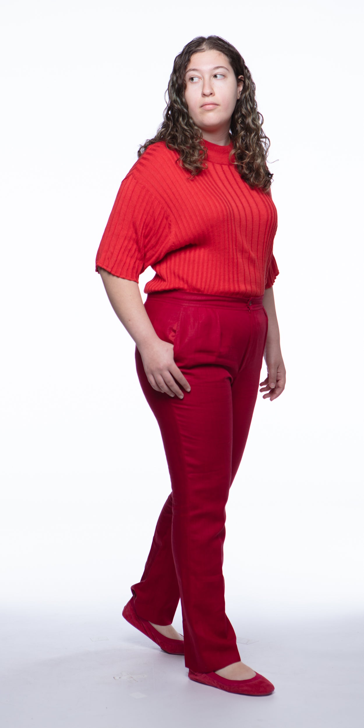 Yves Saint Laurent cherry linen pants