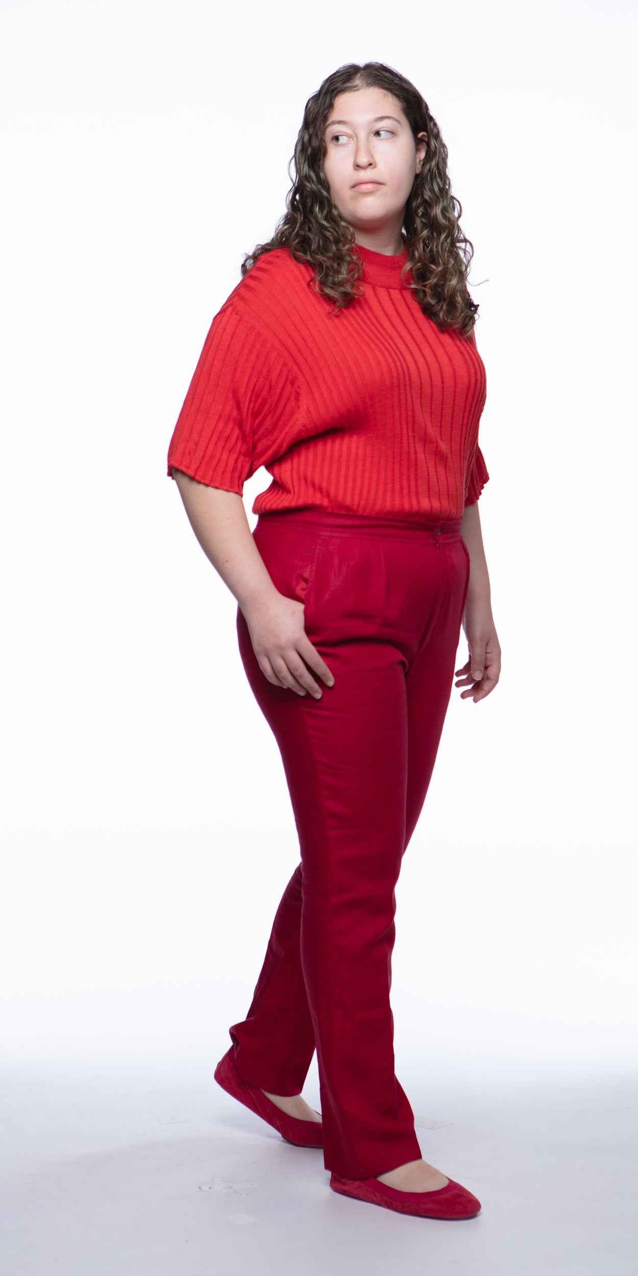 Yves Saint Laurent cherry linen pants