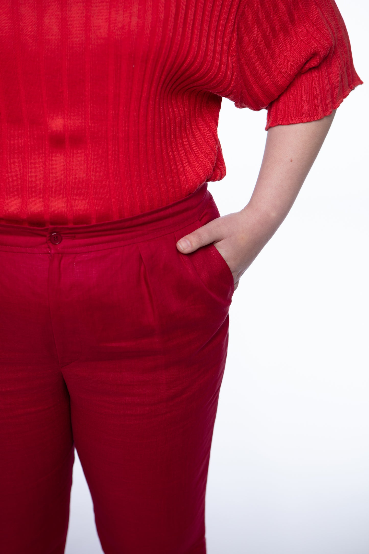 Yves Saint Laurent cherry linen pants