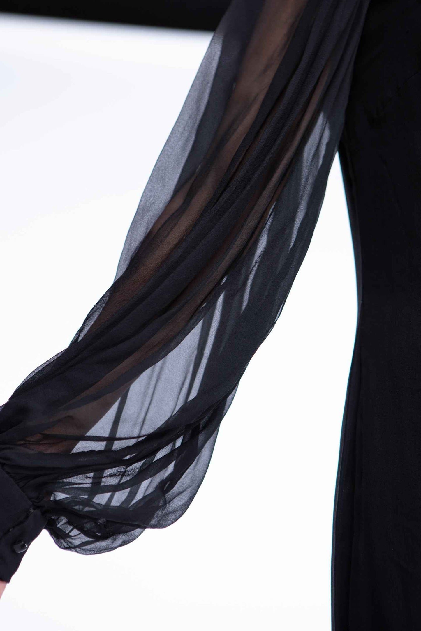 Beaded black chiffon 1960s dress