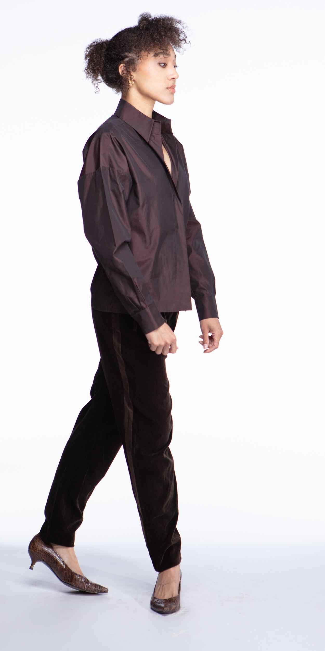 Escada Couture brown velvet tuxedo pants