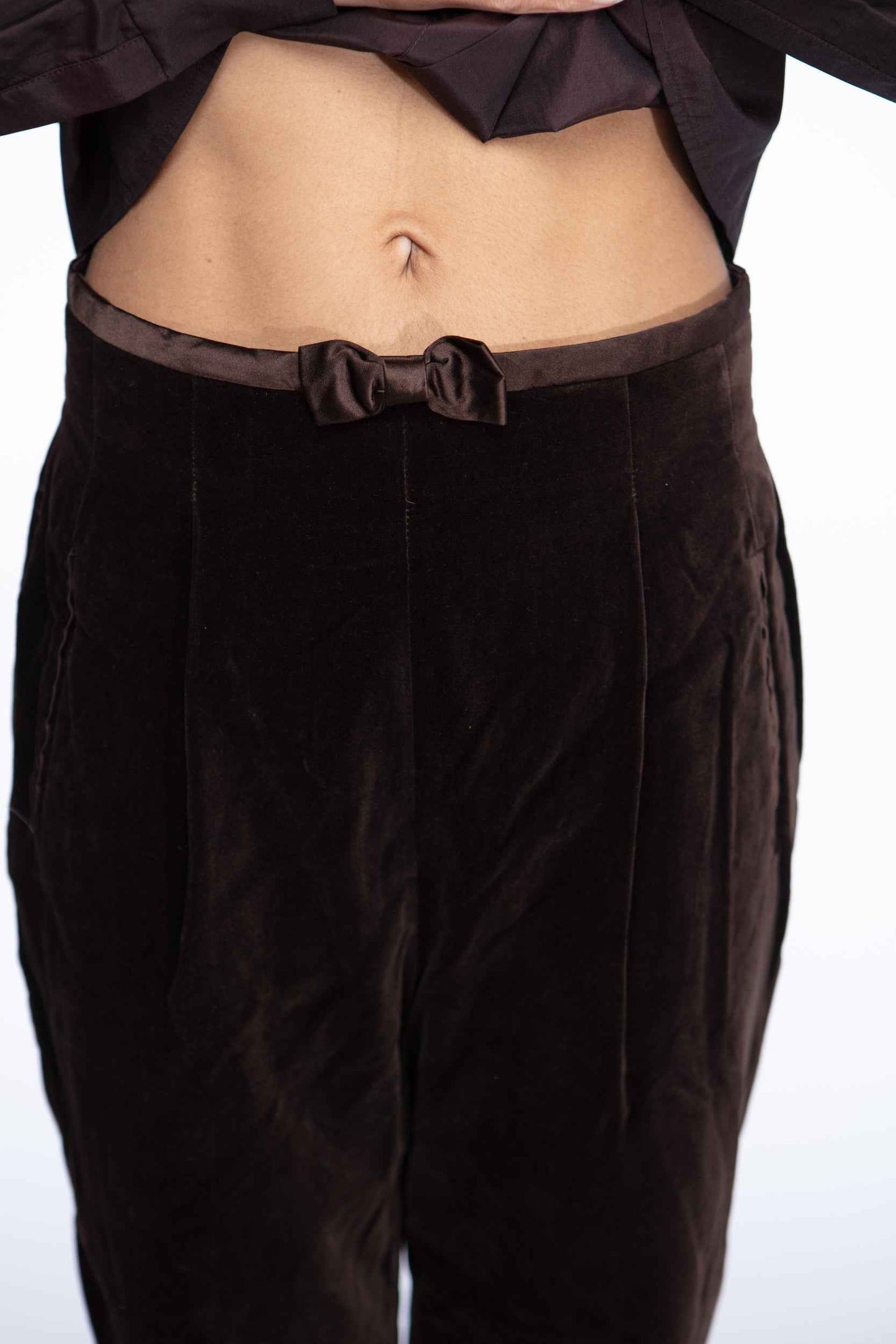 Escada Couture brown velvet tuxedo pants