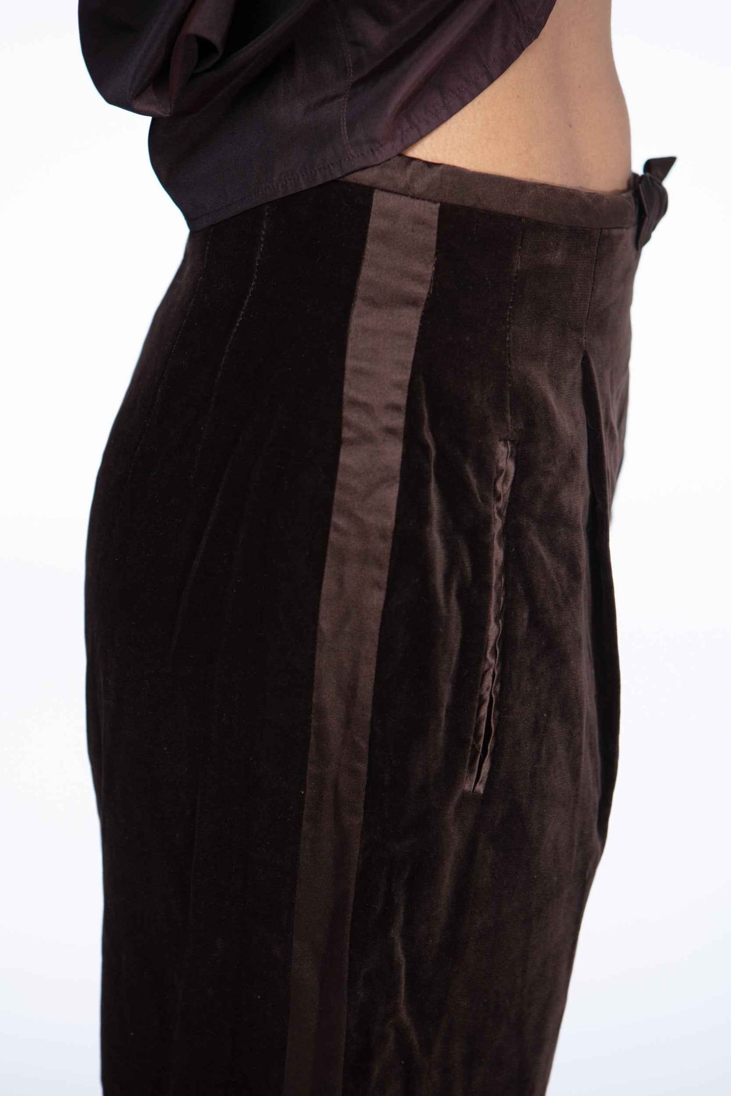 Escada Couture brown velvet tuxedo pants