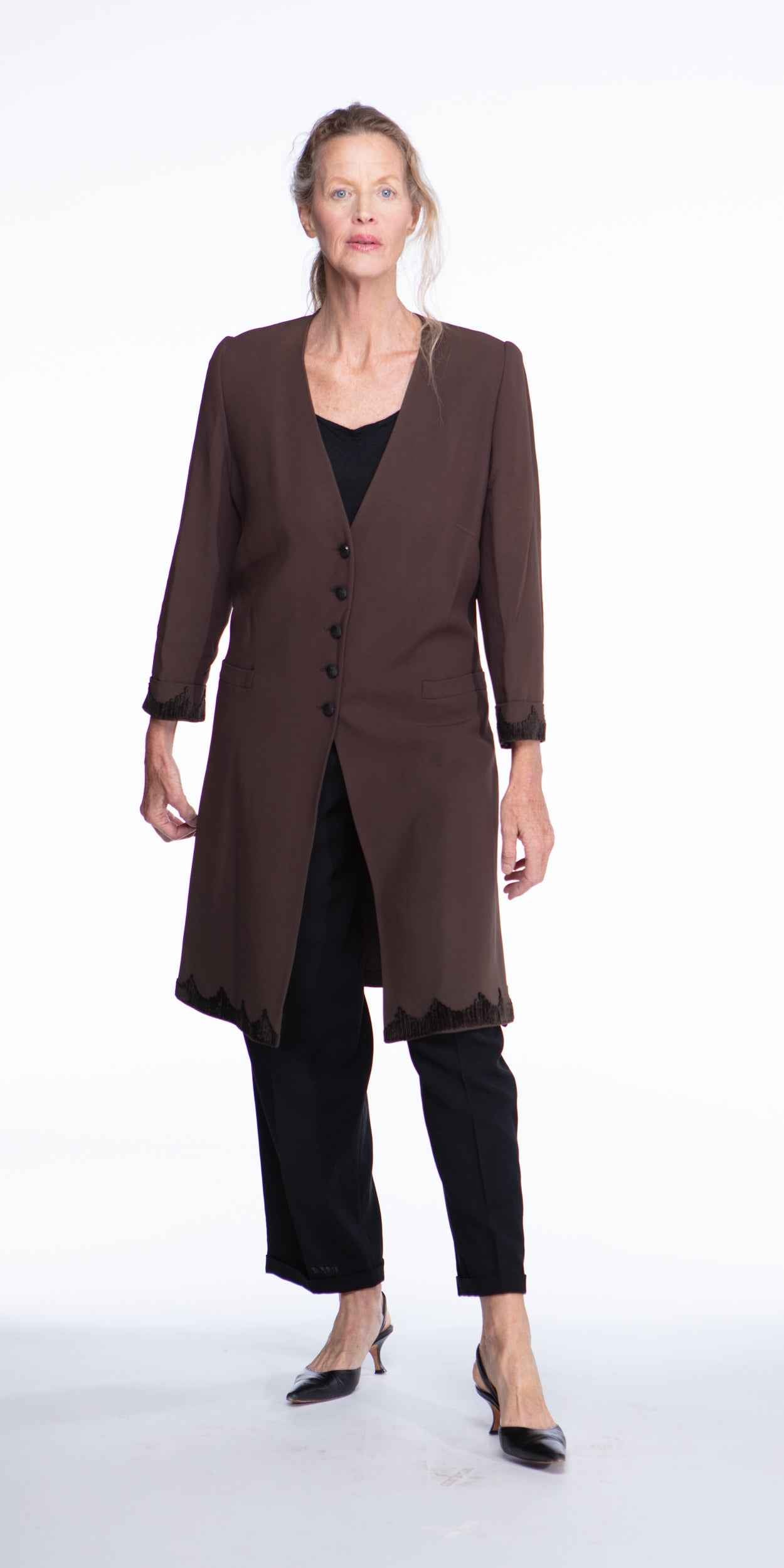 Valentino scalloped crepe duster