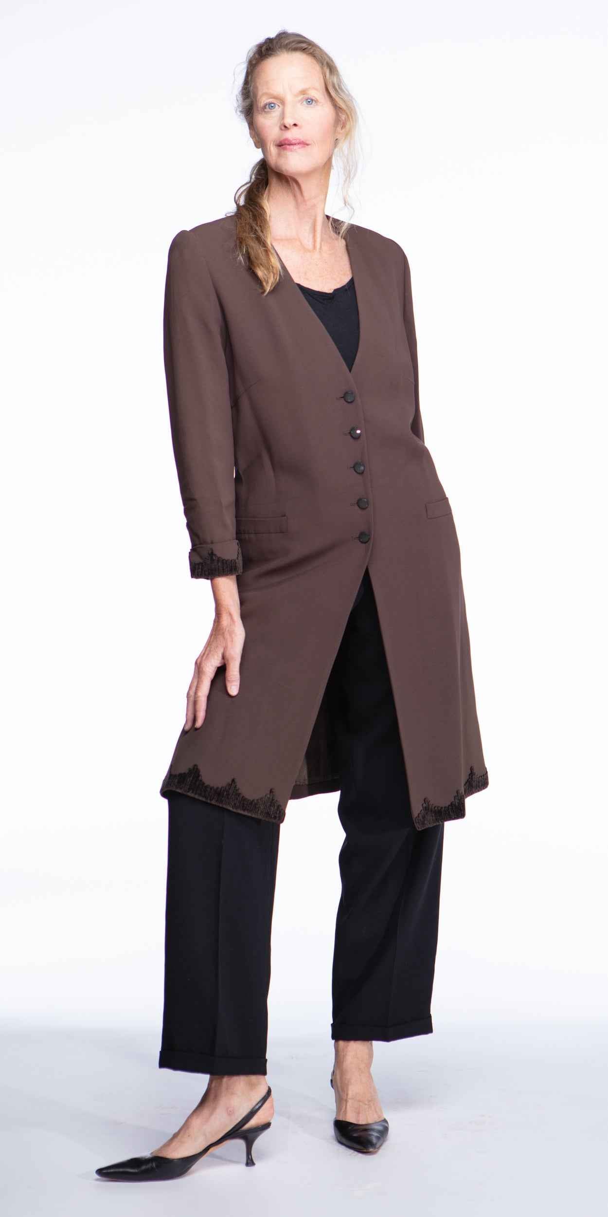 Valentino scalloped crepe duster