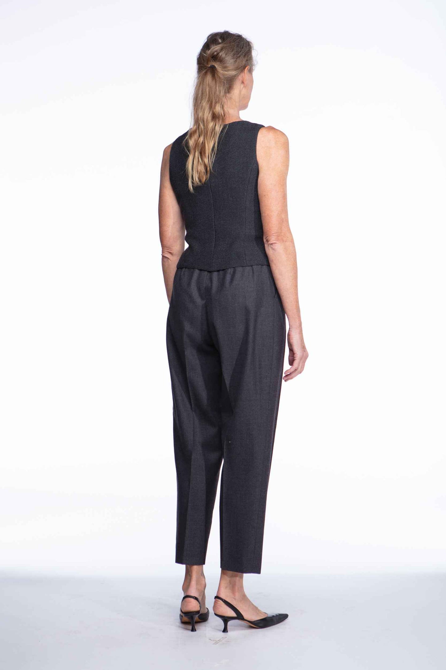 Giorgio Armani gray bouclé bustier top