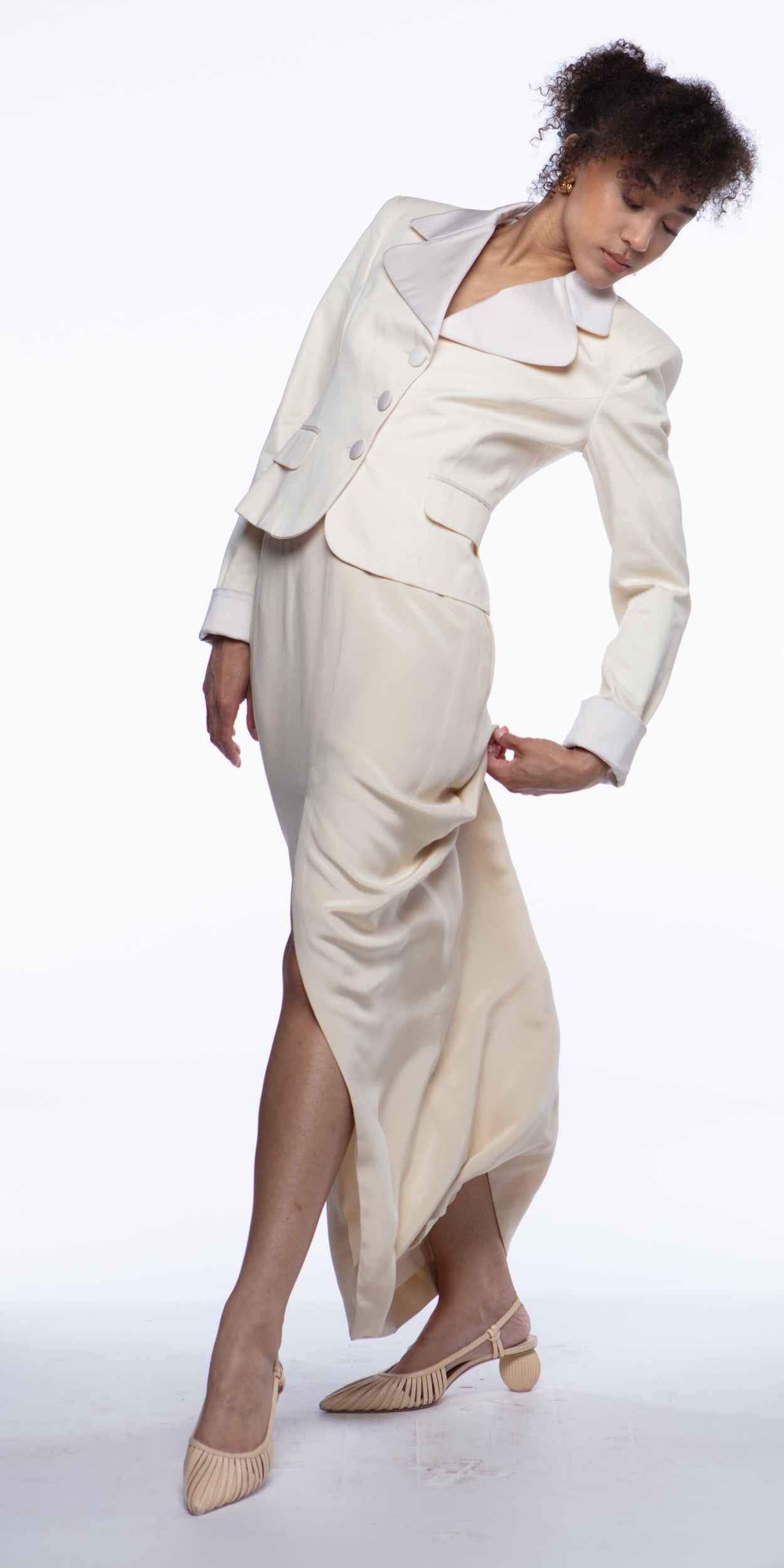 Valentino ivory blazer with satin detailing