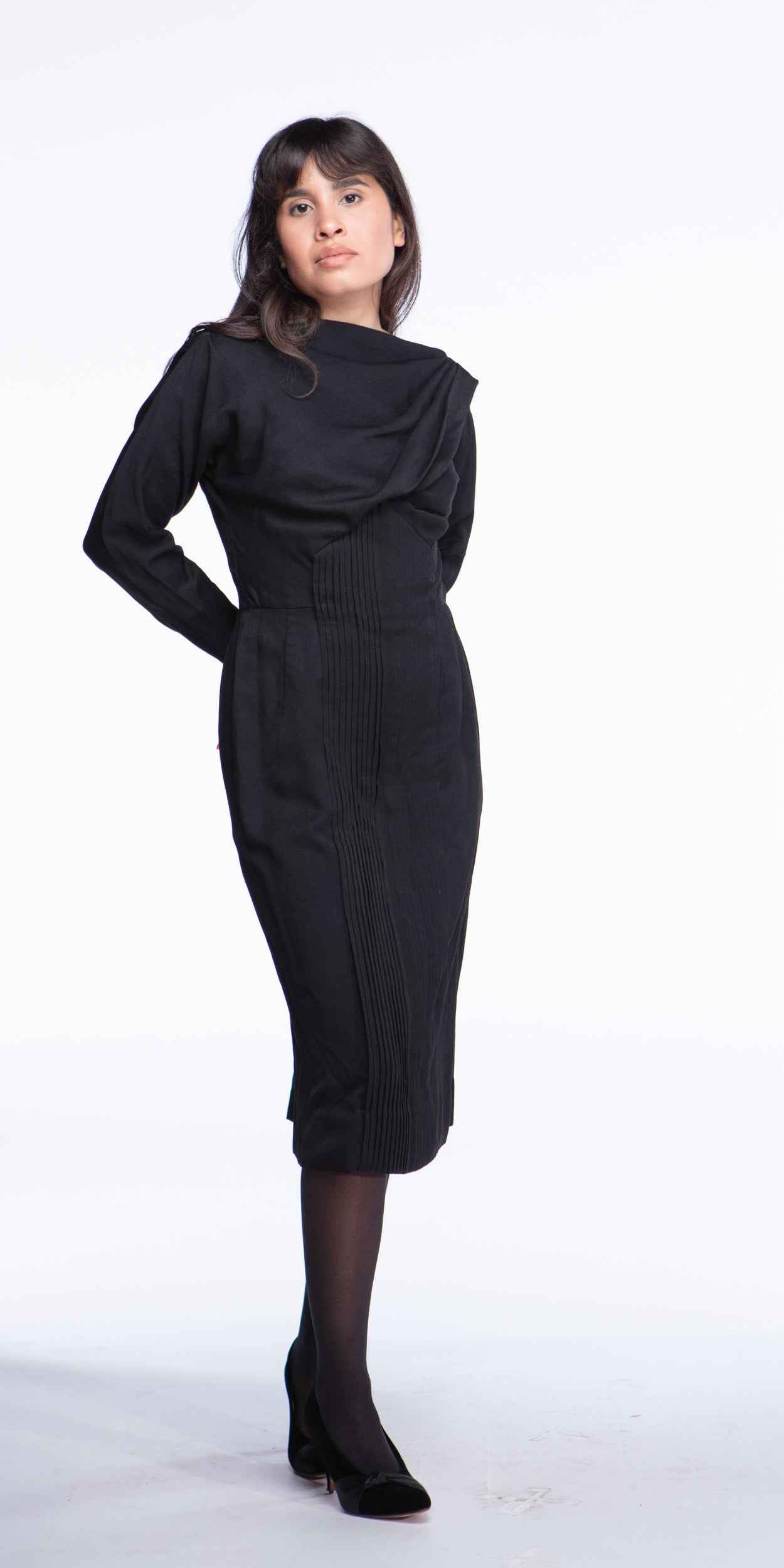 Crepe 1940s asymmetric dress